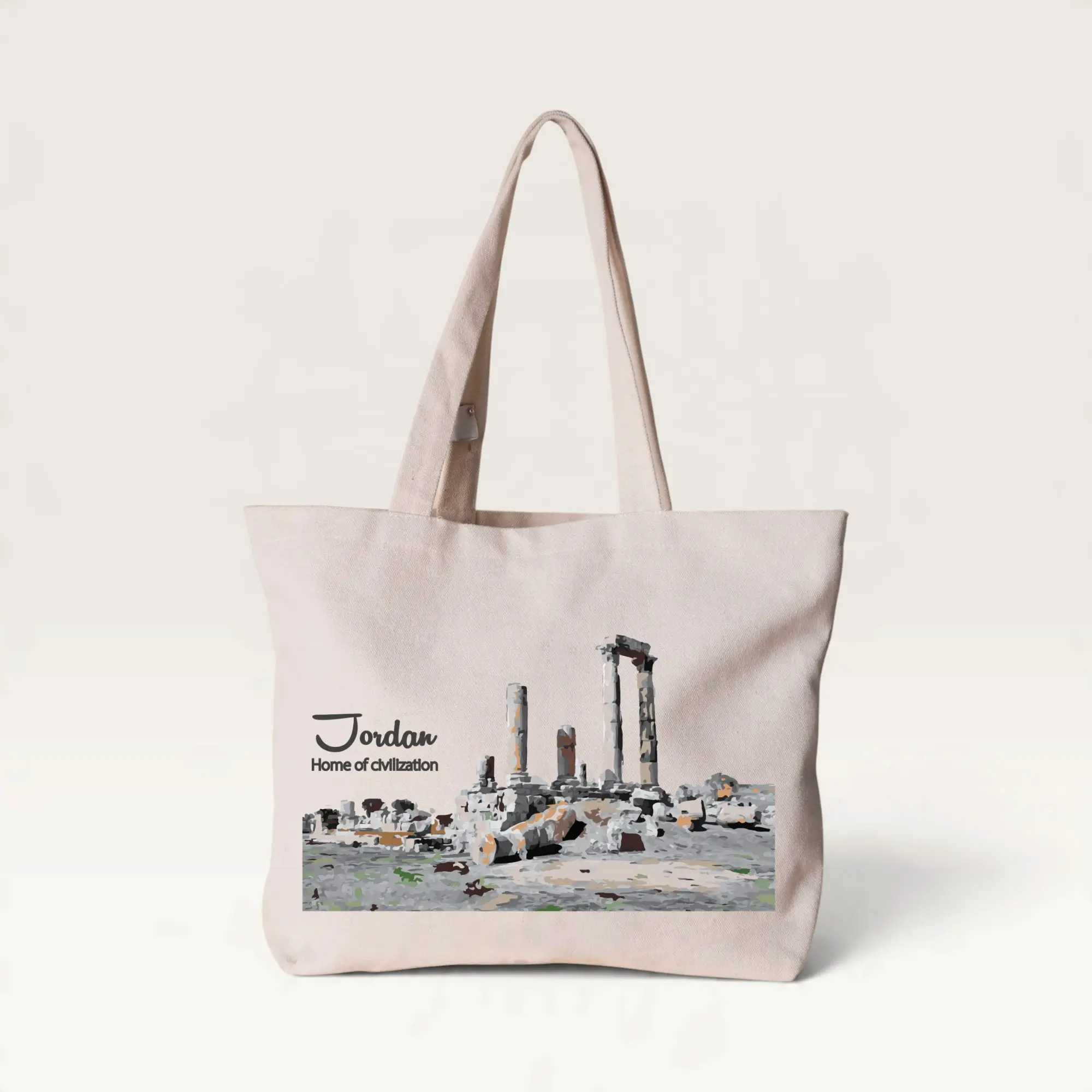 Amman Citadel Illustration Canvas Tote Bag – 42 x 36 cm