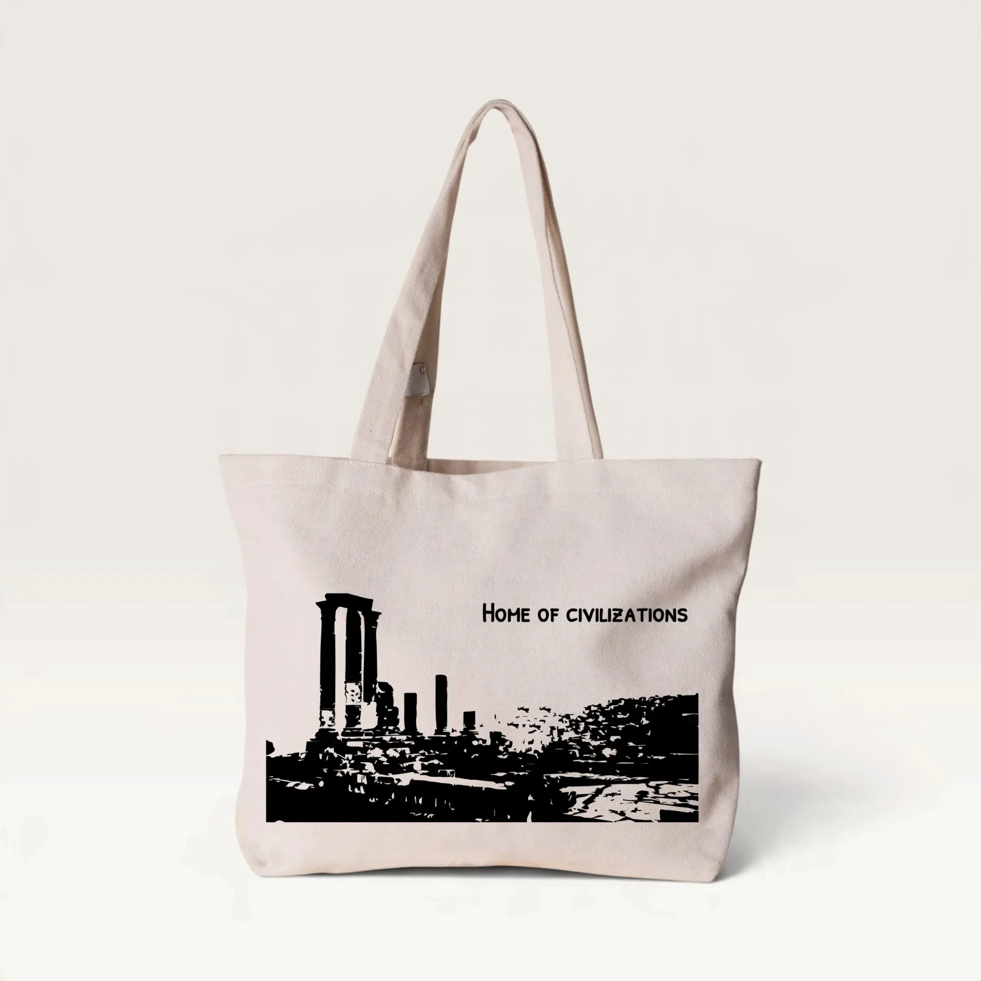 Amman Citadel Silhouette Canvas Tote Bag – 38 x 36 cm