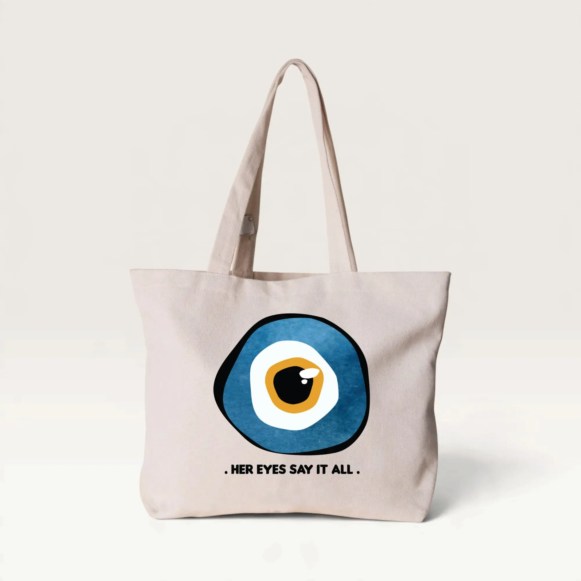 Evil Eye “Her Eyes Say It All” Canvas Tote Bag – 42 x 36 cm