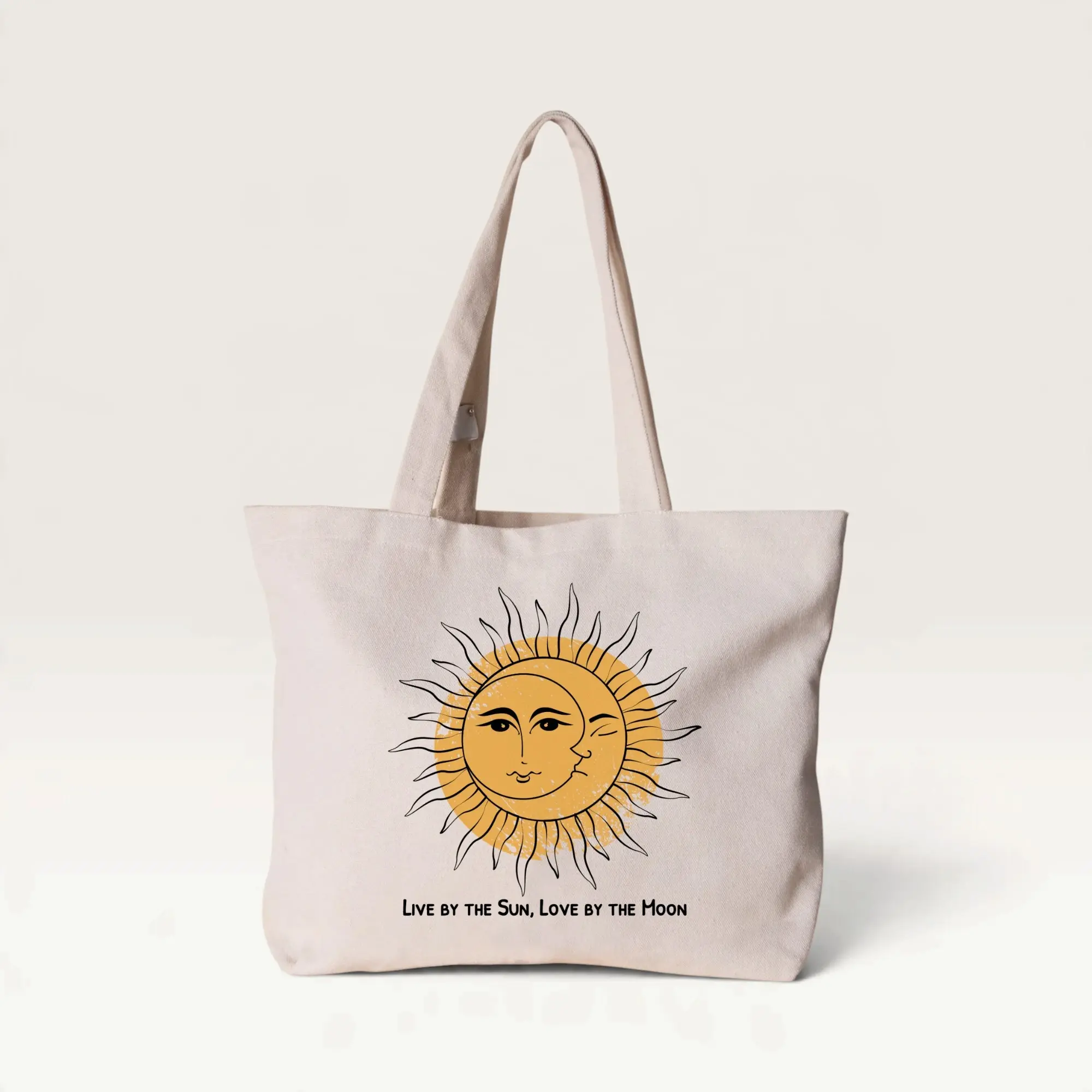 Sun and Moon “Live by the Sun” Canvas Tote Bag – 42 x 36 cm