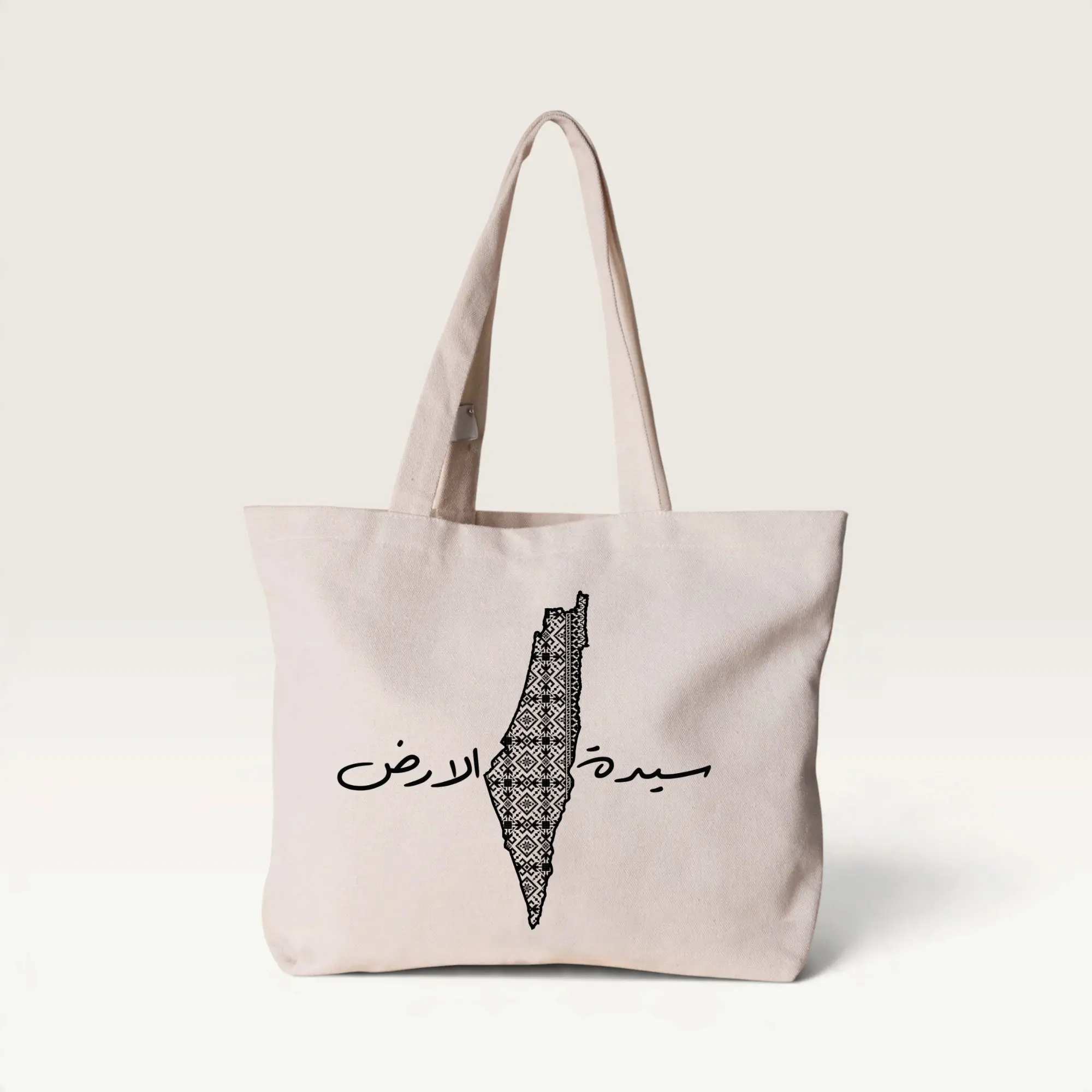 Palestine Tatreez Map “Sayyidat Al-Ard” Canvas Tote Bag – 42 x 36 cm