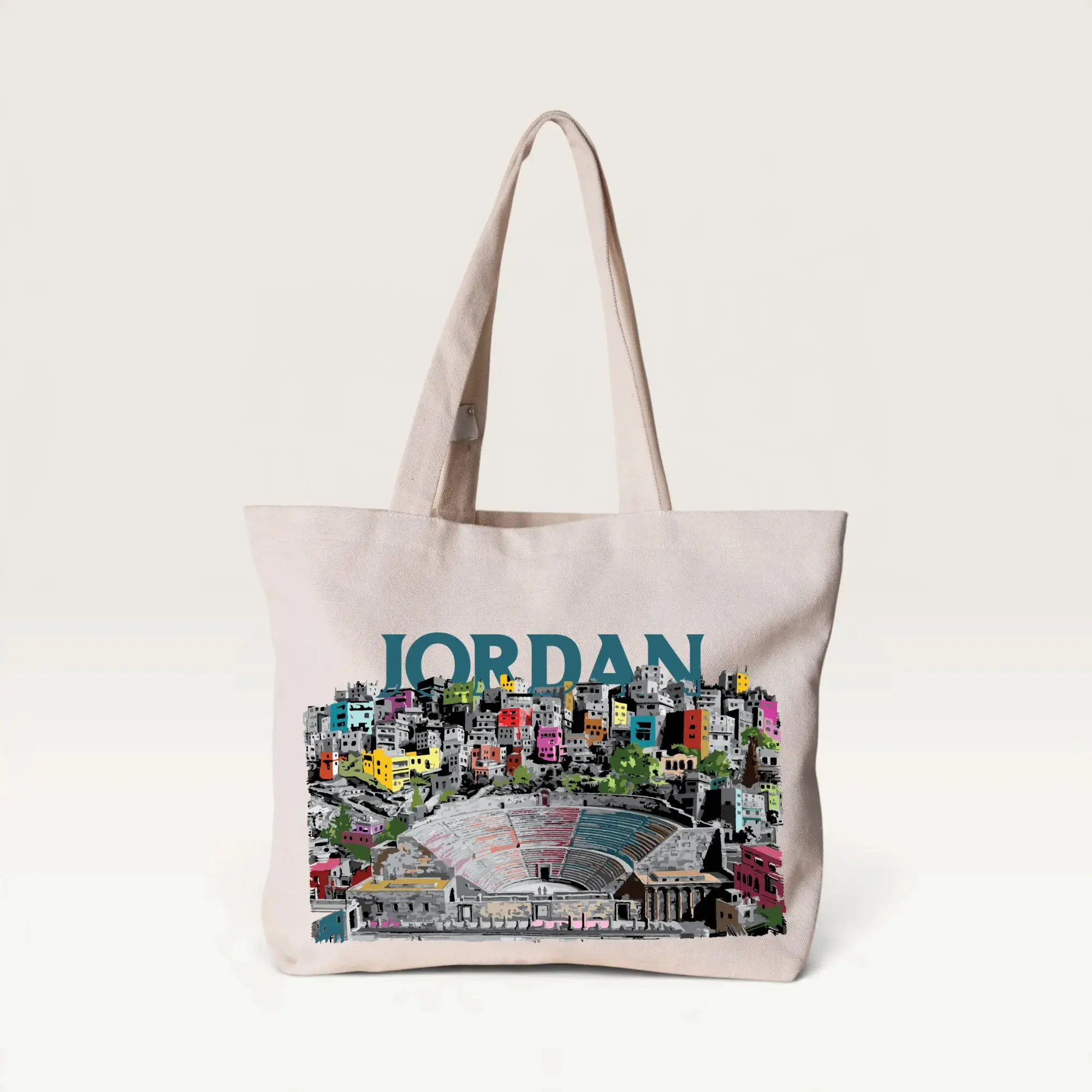 Jordan Roman Theatre Amman Collage Canvas Tote Bag – 42 x 36 cm