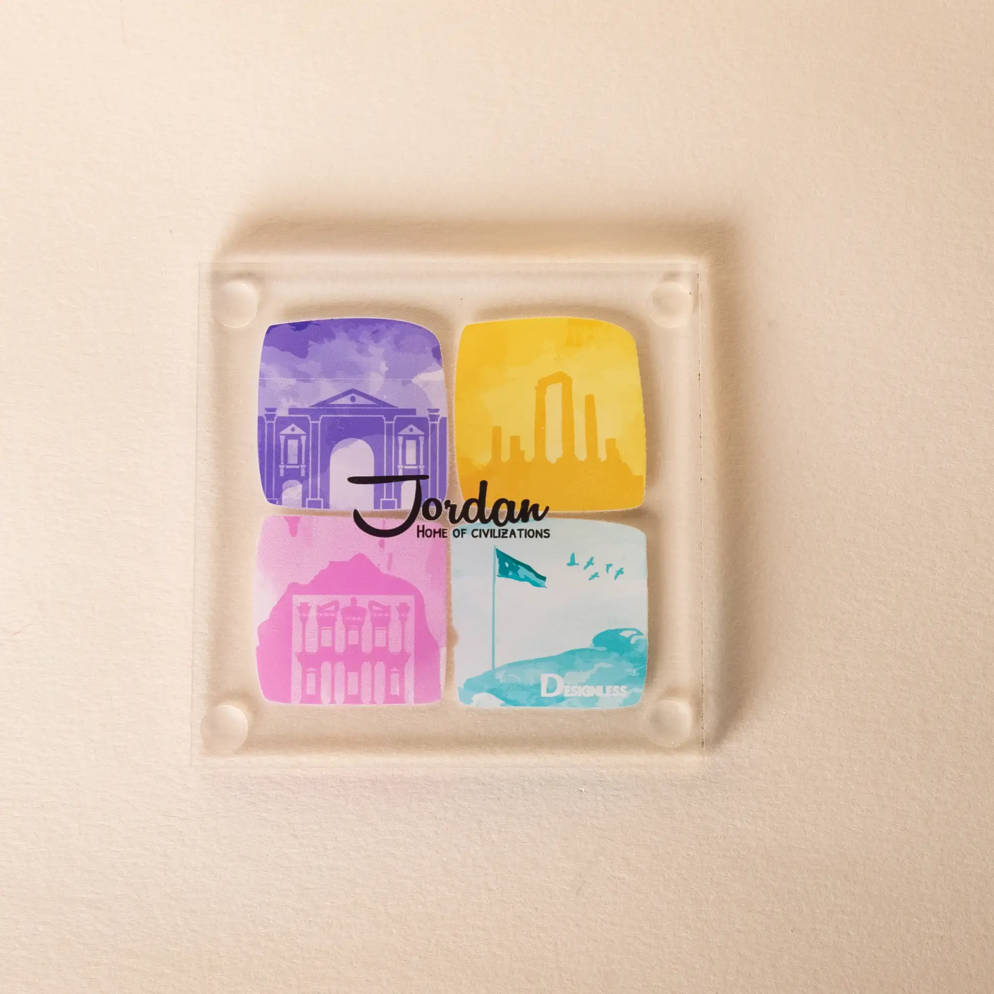 Jordan Landmarks Color-Block Acrylic Coaster – 9 x 9 cm