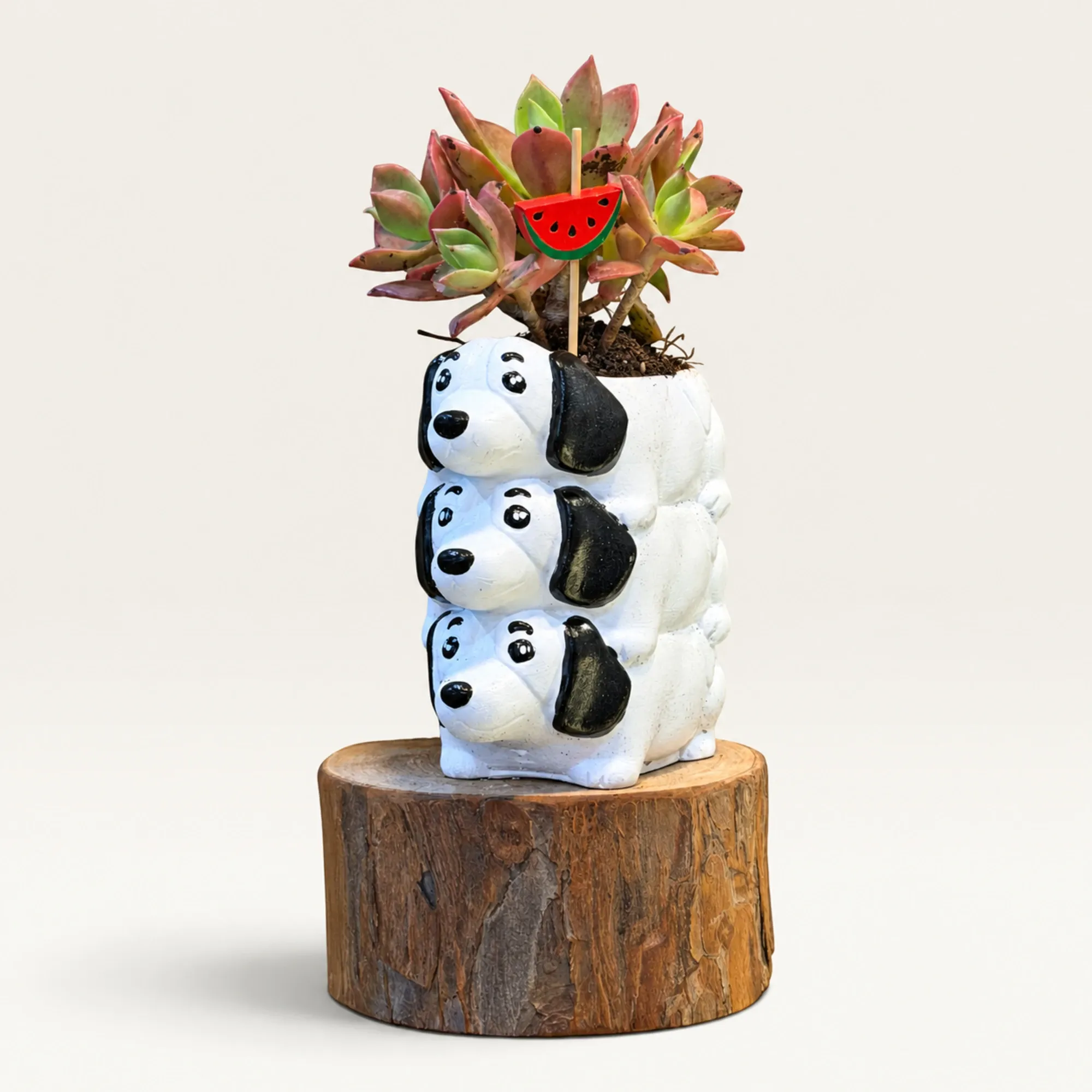 Handmade Stacked Dalmatian Dogs Gypsum Planter 10–15 cm