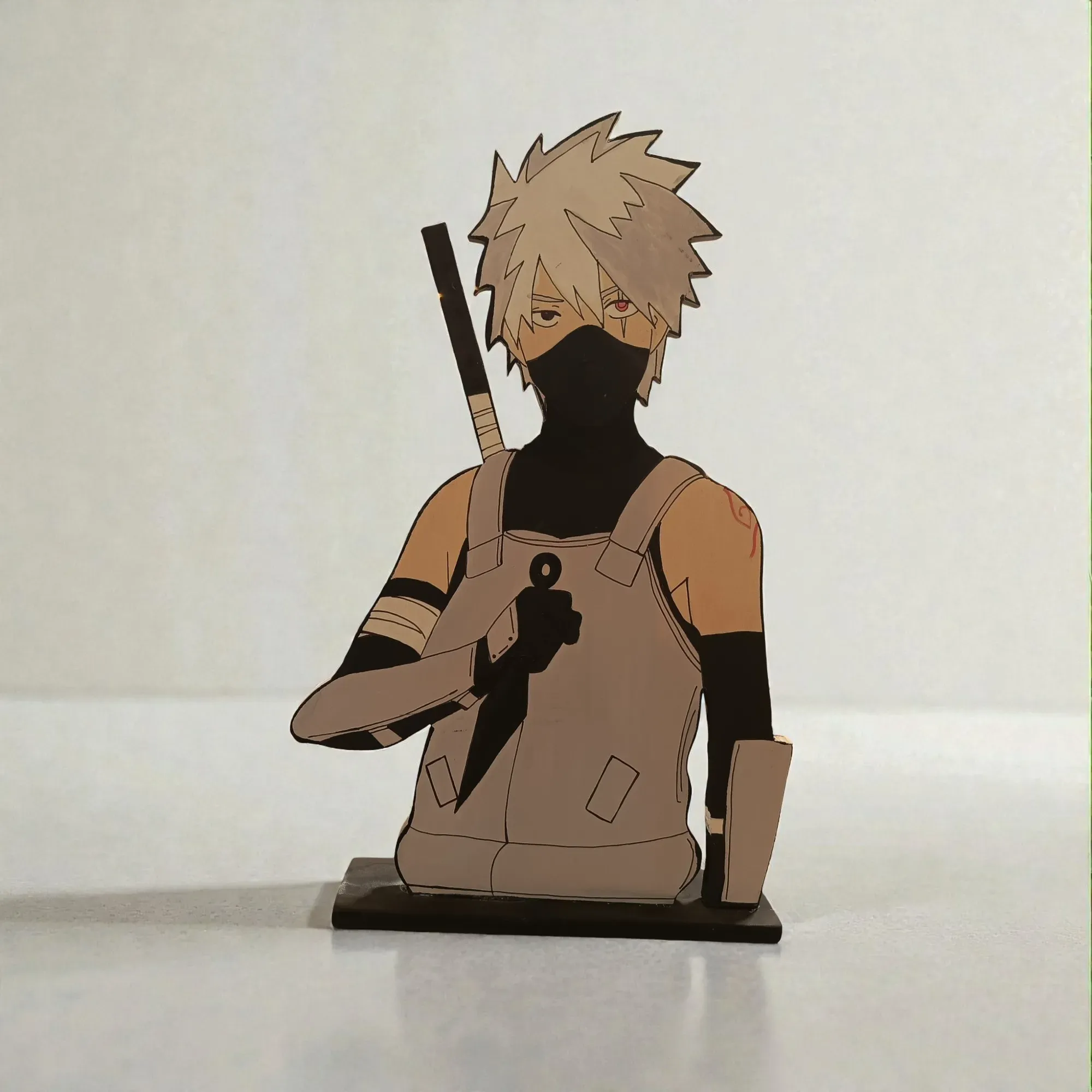 Large Handcrafted Kakashi Anime Wooden 2D Figure 35x15 cm