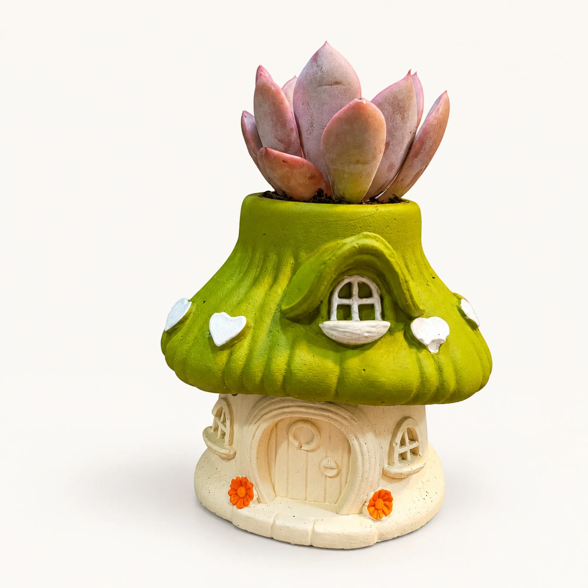 Handmade Green-Roof Mushroom Cottage Gypsum Planter 10–15 cm