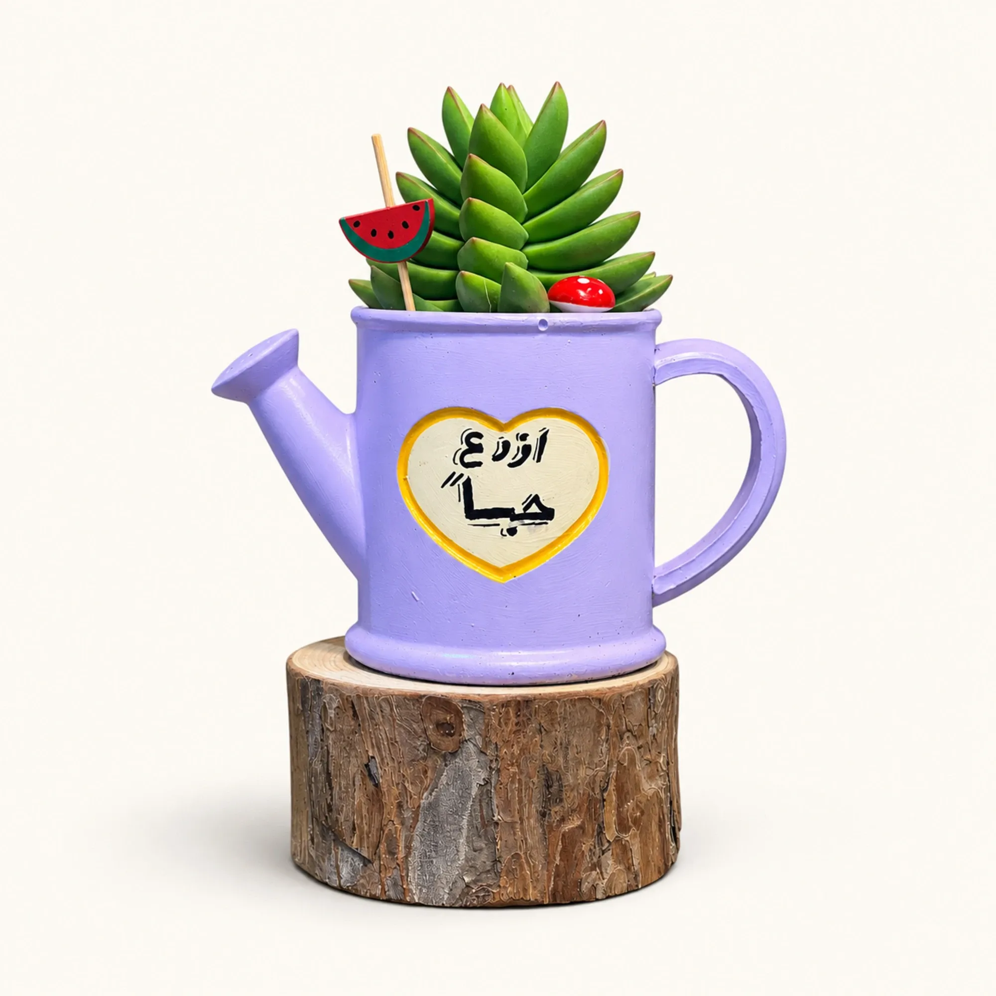 Handmade Lavender Watering Can with Love Quote Gypsum Planter 10–15 cm
