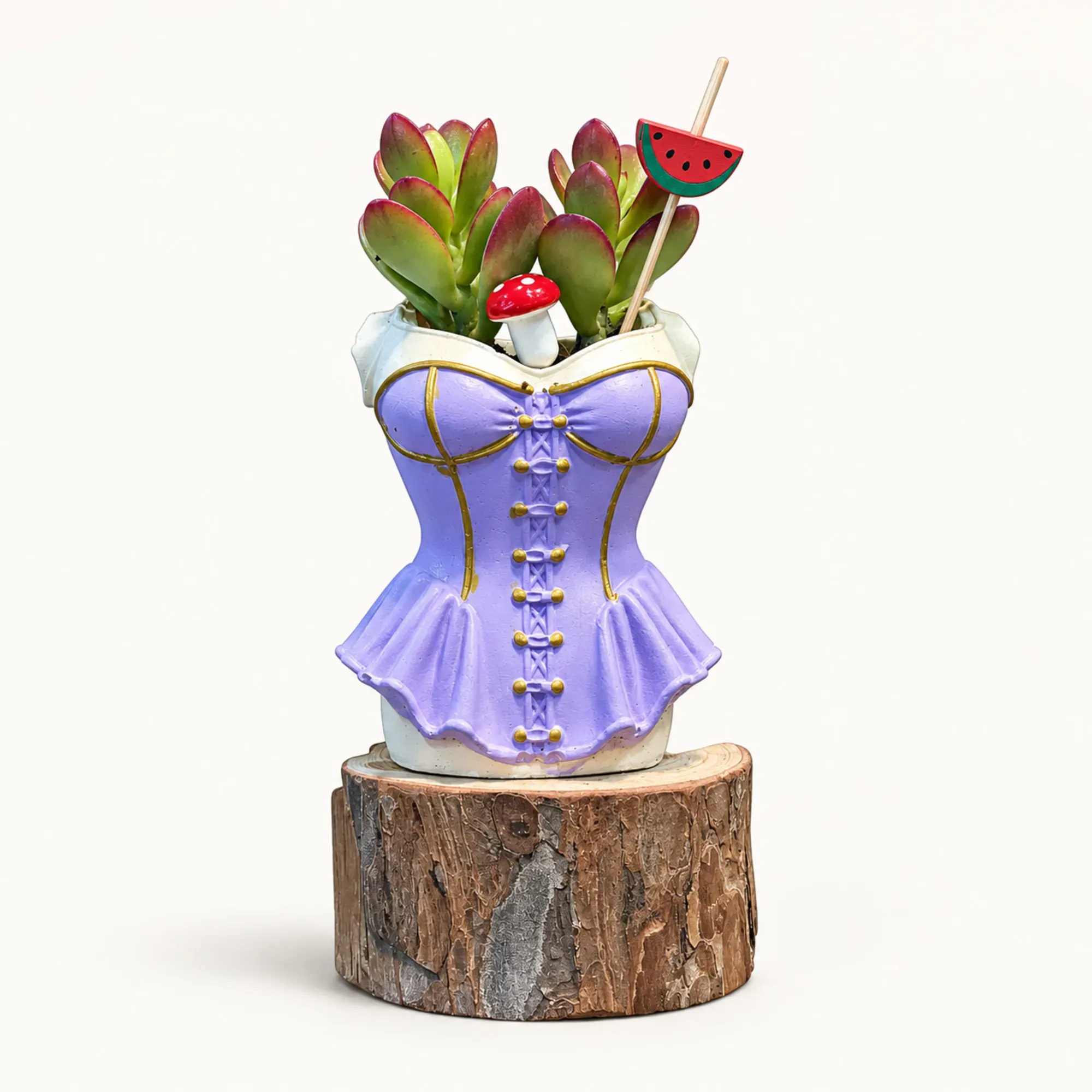Handmade Lavender Corset Gypsum Planter 10–15 cm