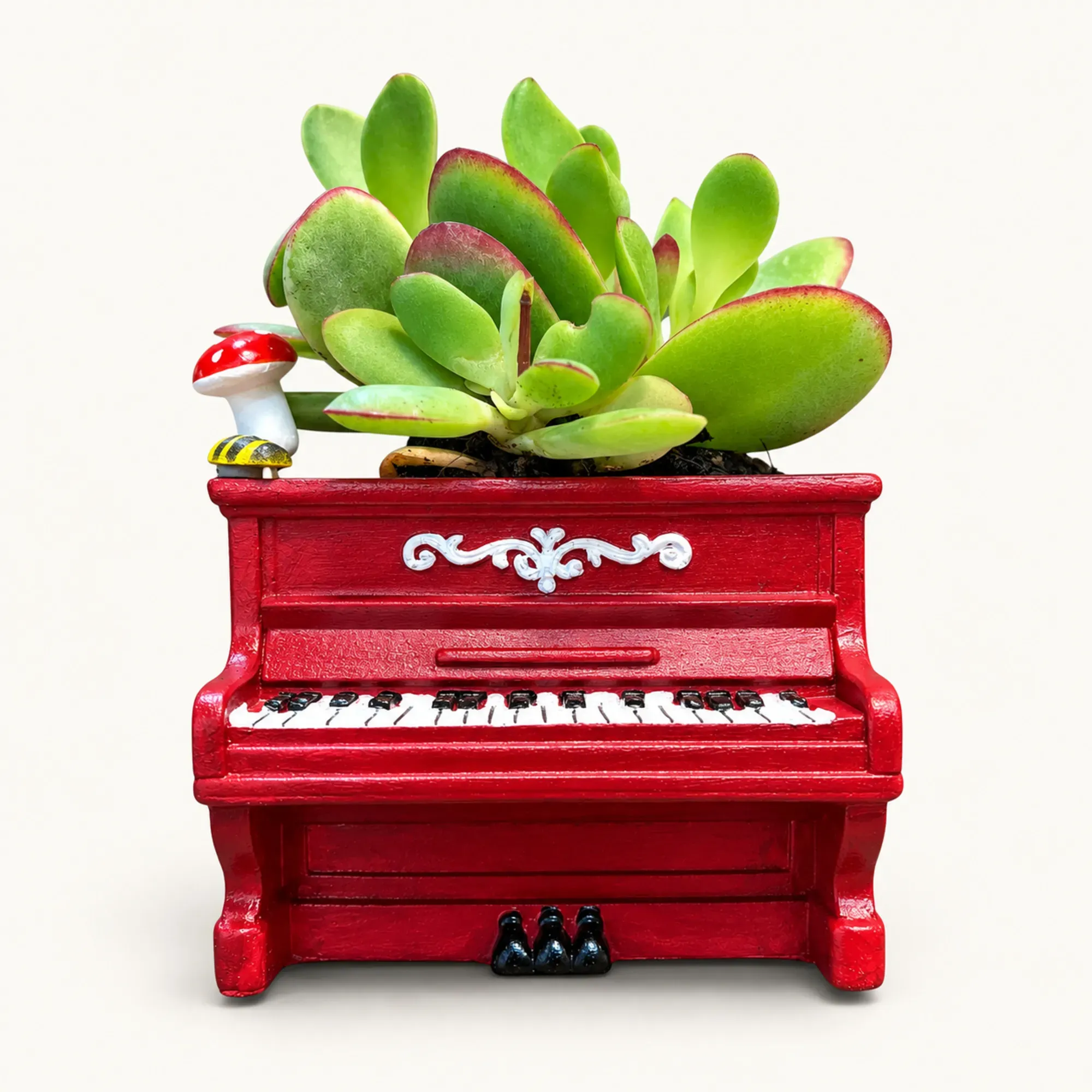 Handmade Red Upright Piano Gypsum Planter 10–15 cm