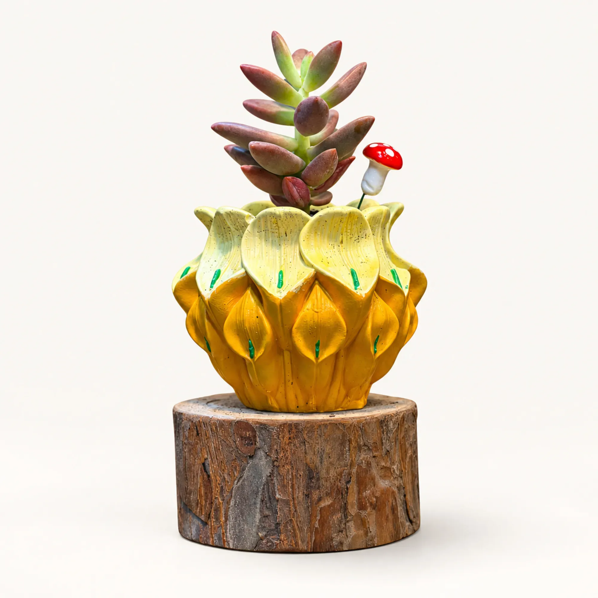 Handmade Golden Lotus Petals Gypsum Planter 10–15 cm