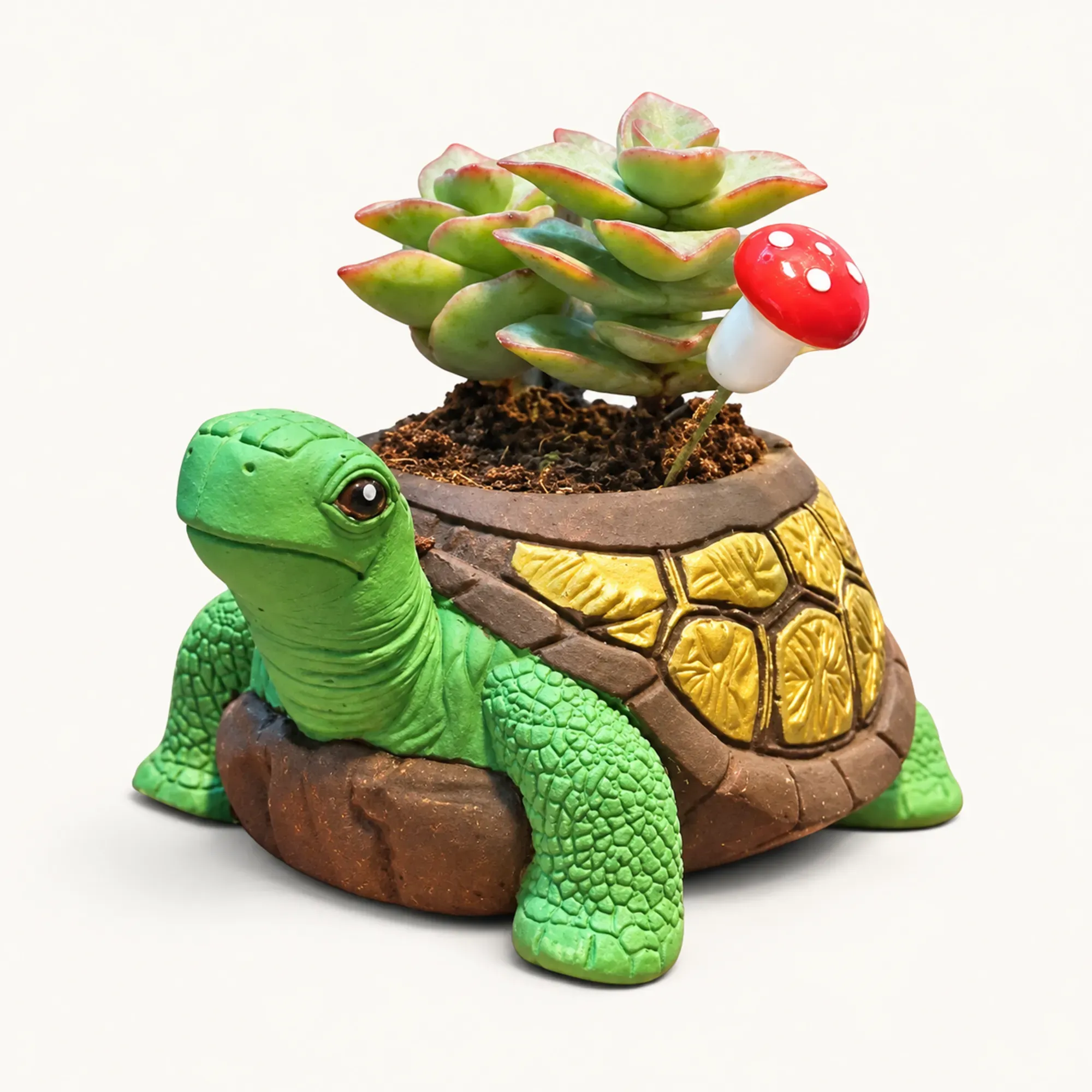Handmade Green Turtle Gypsum Succulent Planter 10–15 cm