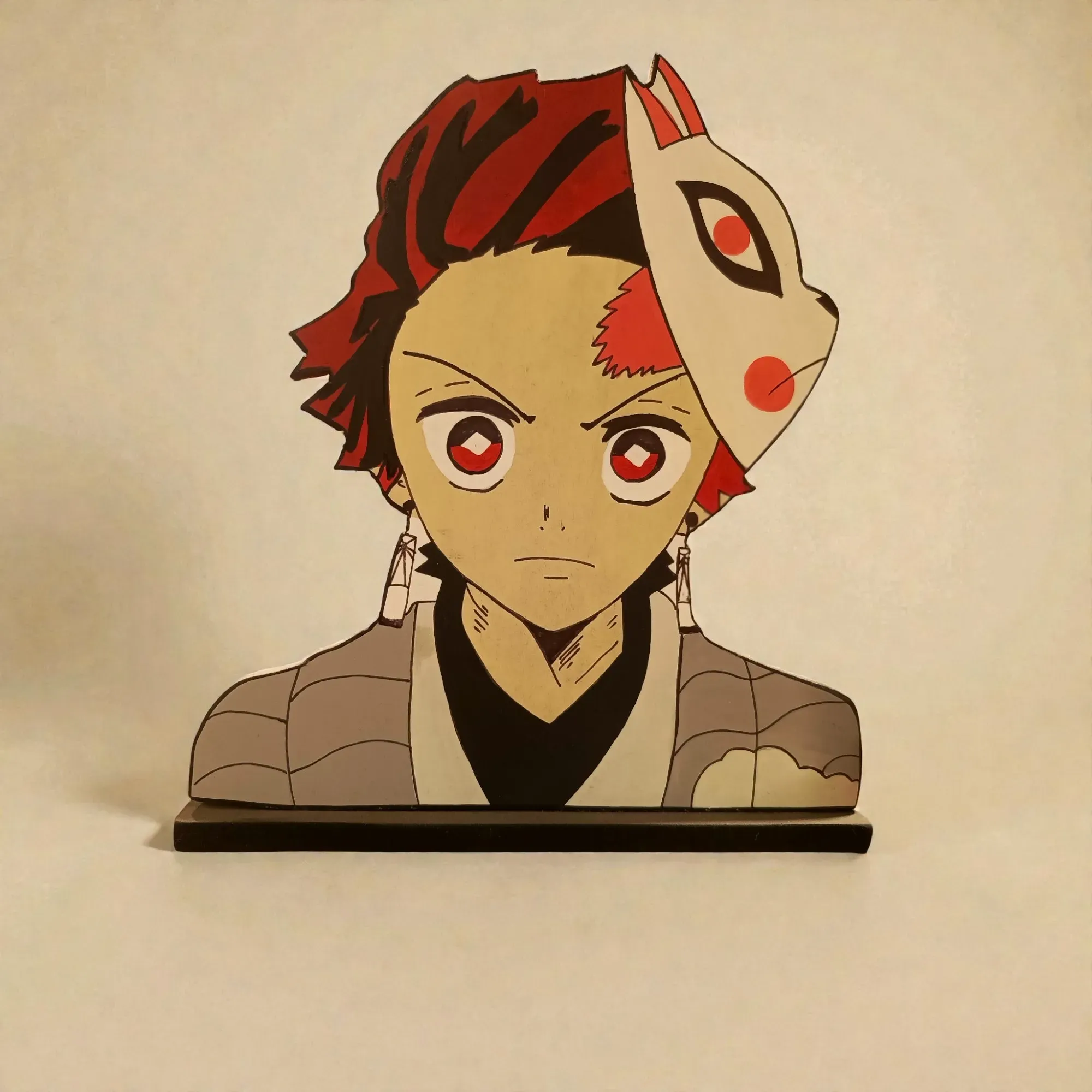 Handcrafted Tanjiro Anime Wooden 2D Figure 23x21 cm