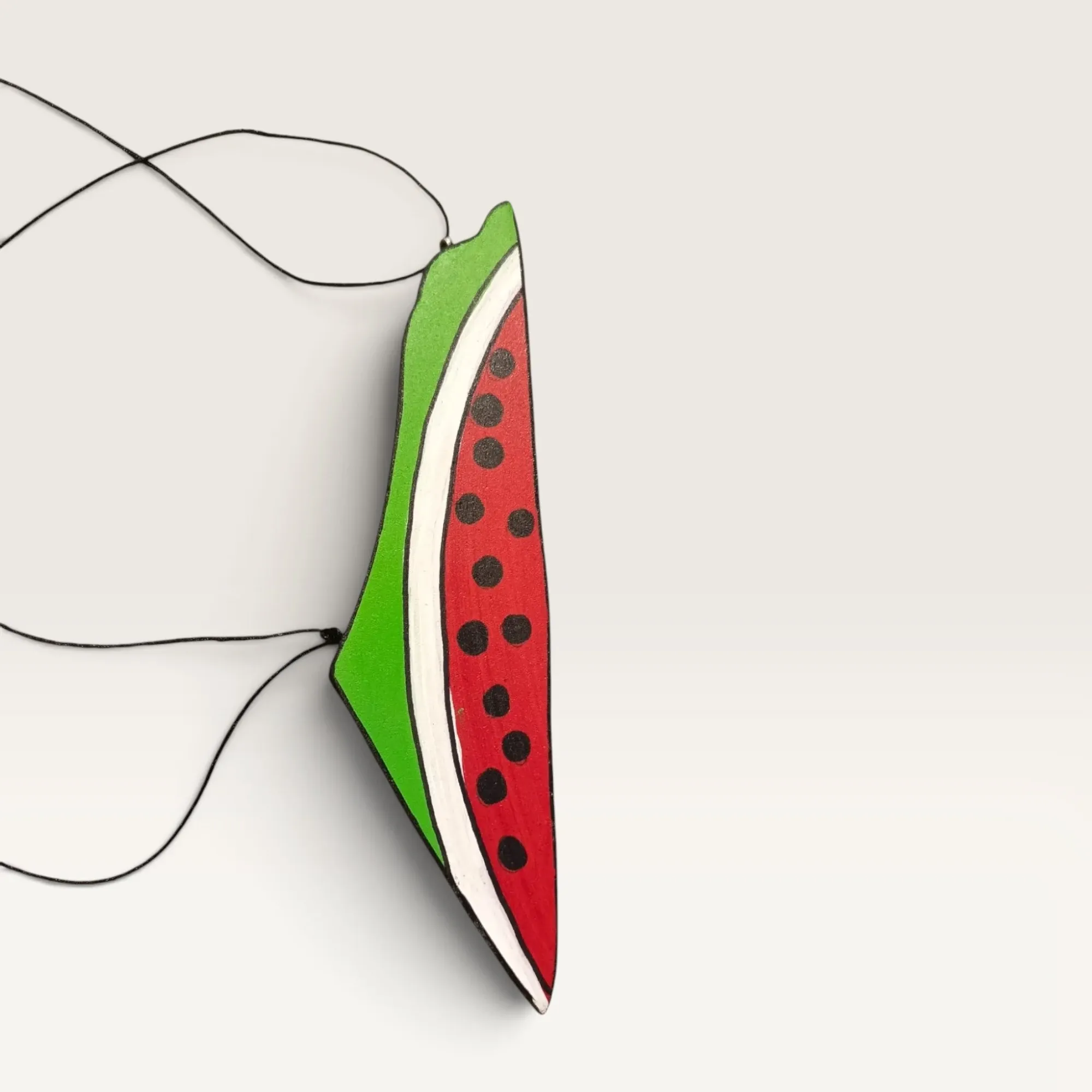 Double-Sided Palestine Watermelon Wooden Car Hanging 15x5 cm