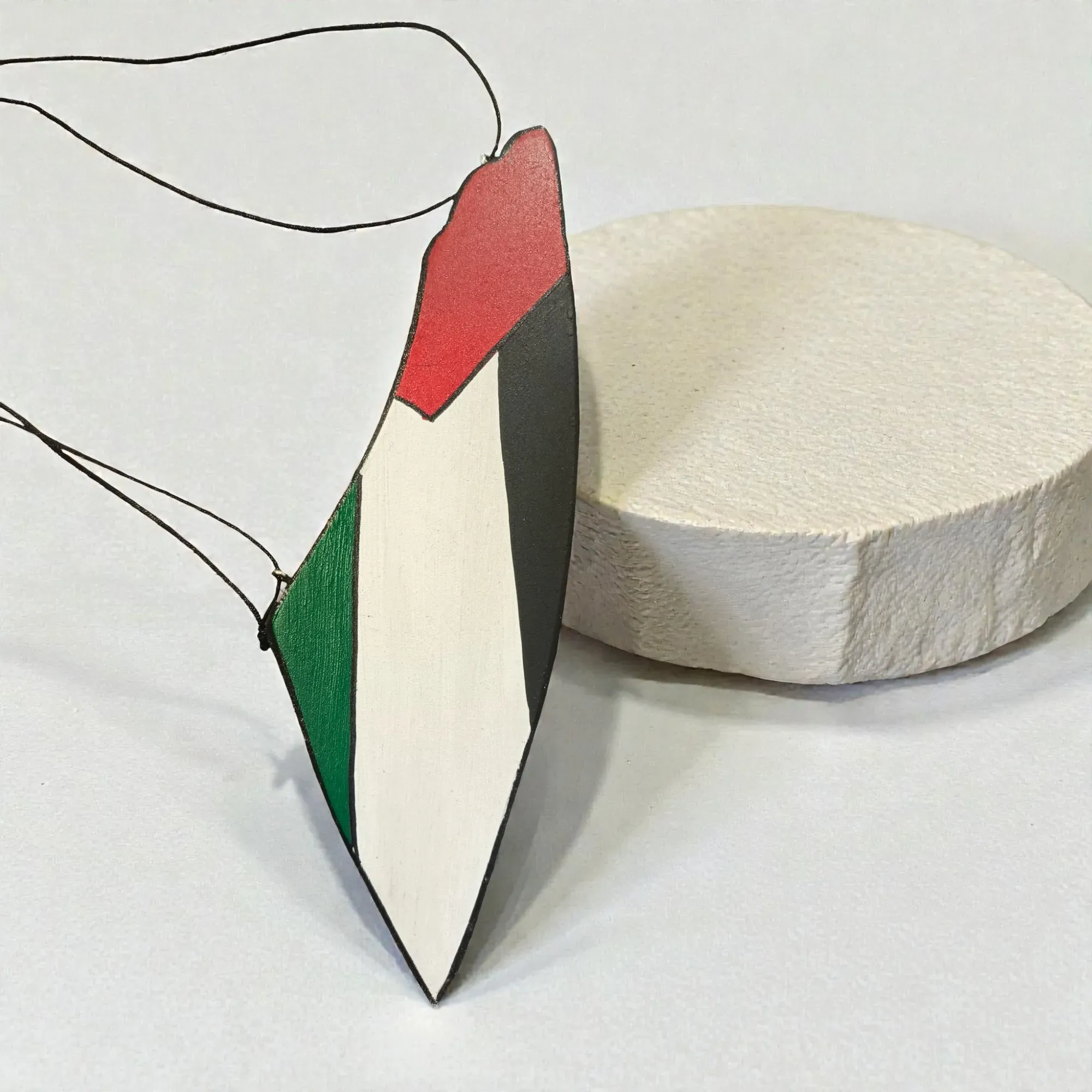 Double-Sided Palestine Flag Wooden Car Hanging 15x5 cm