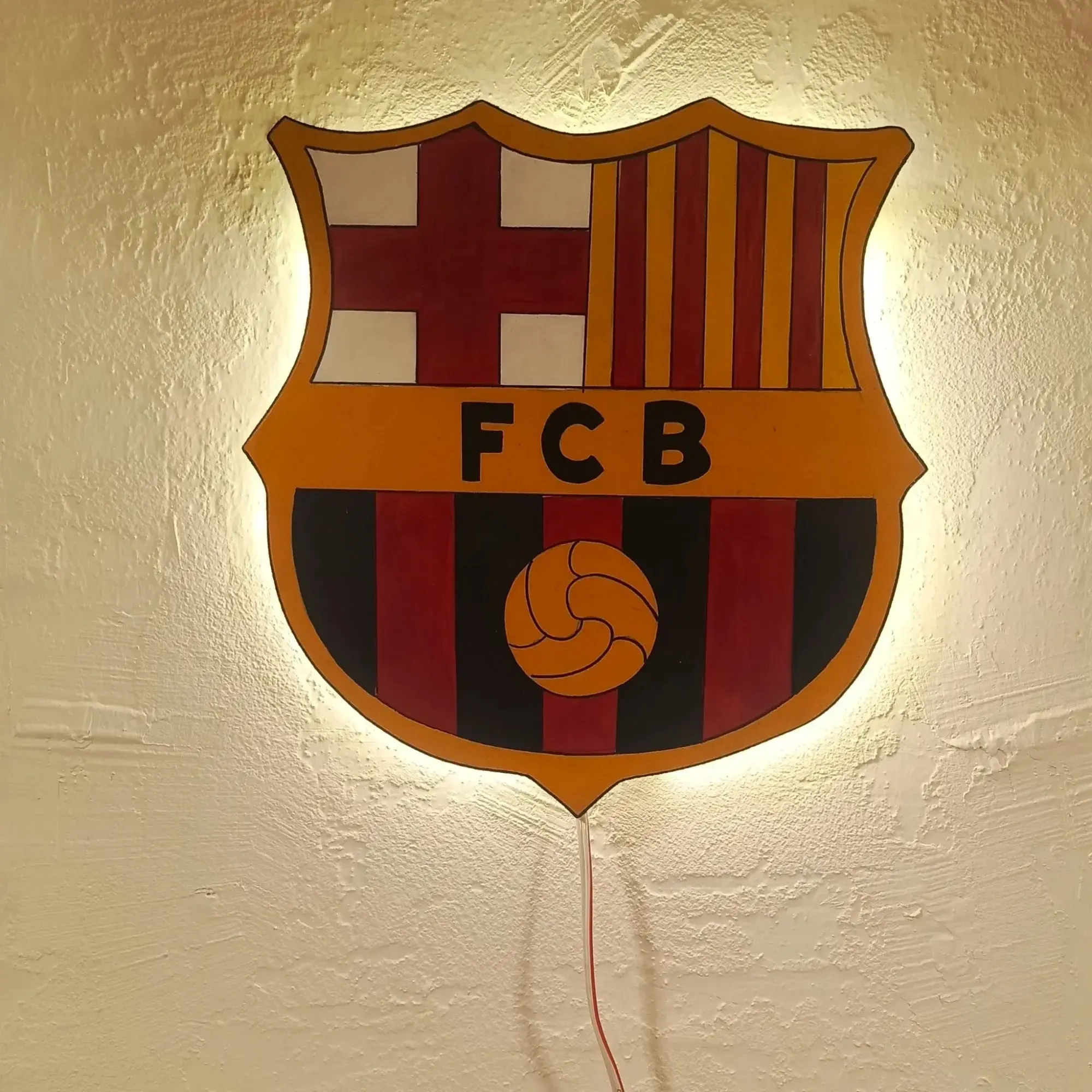 Handcrafted Barcelona LED Wooden Logo Wall Art 30x28 cm