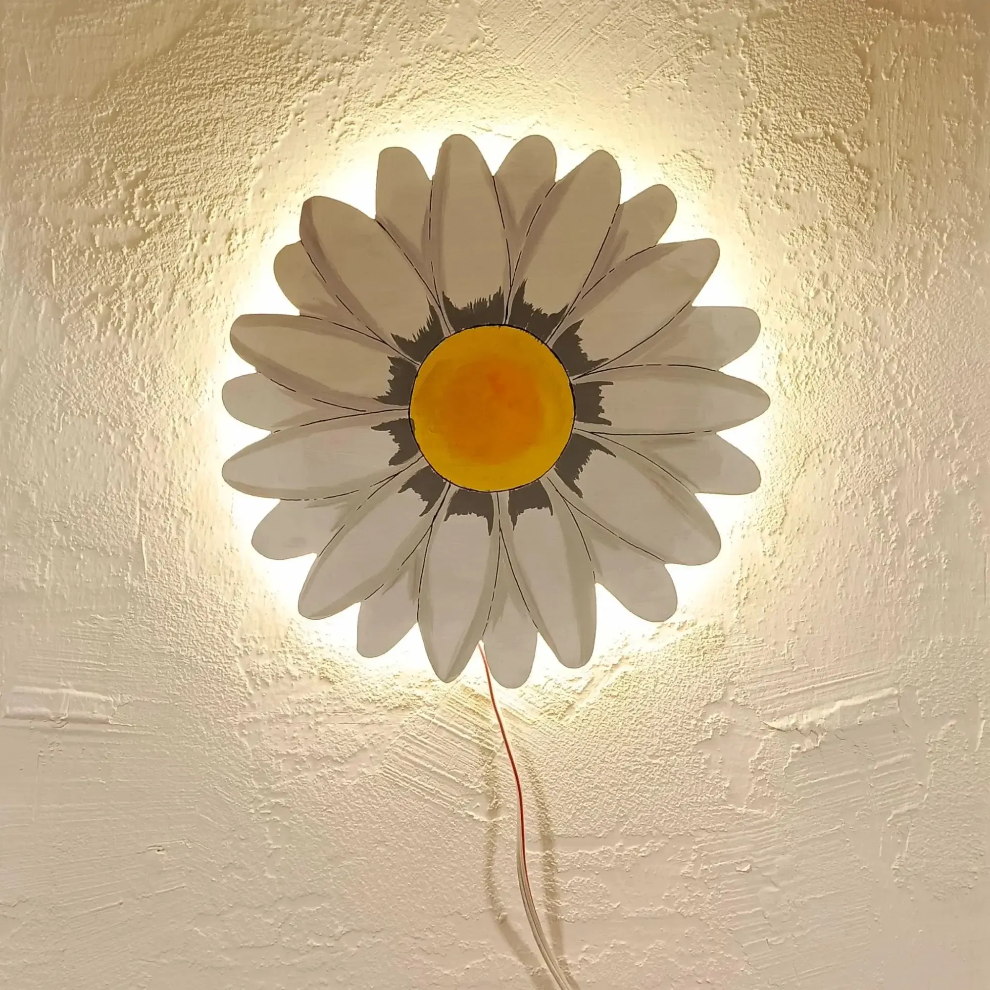Illuminated Wooden Flower Wall Art with LED Glow 30x30 cm