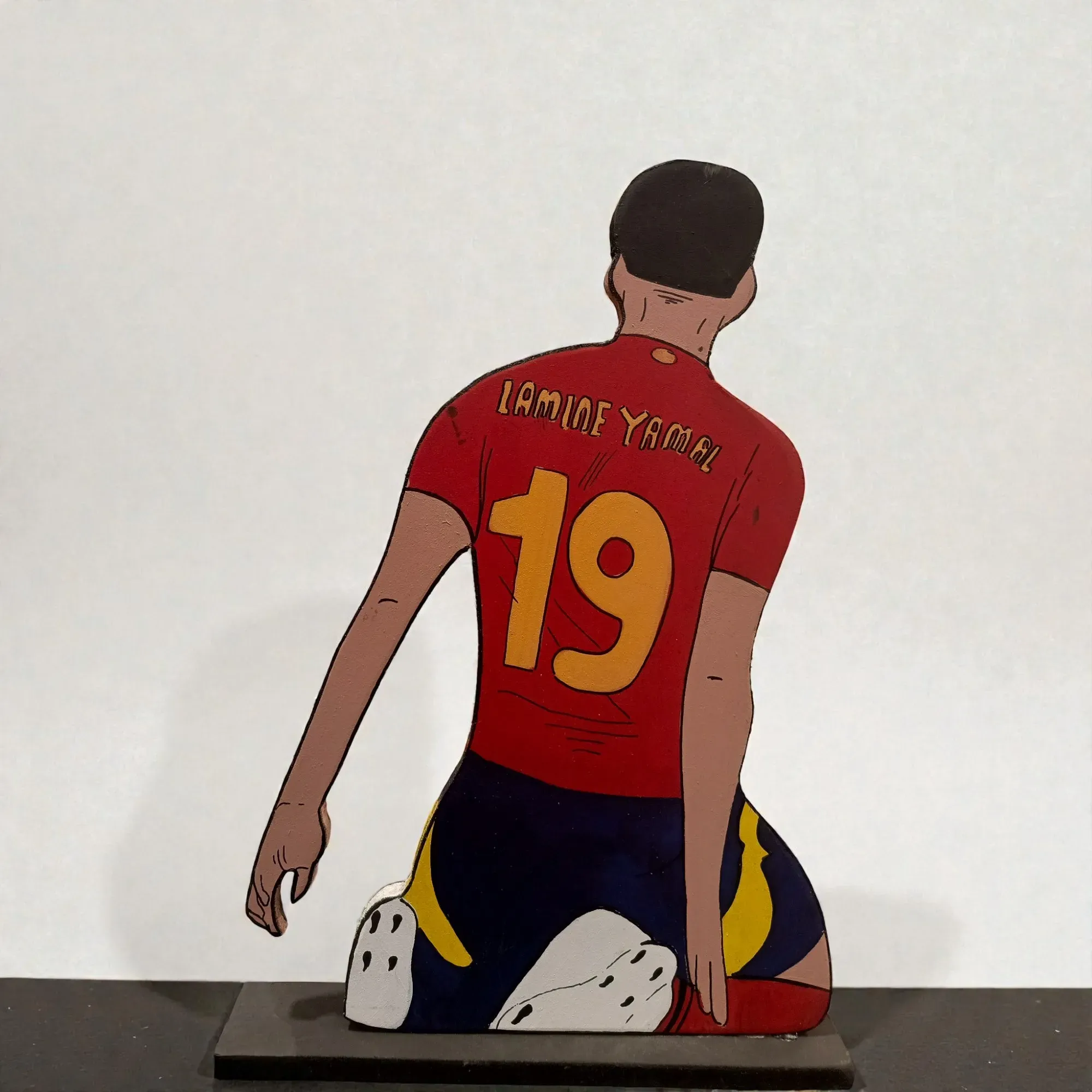 Handcrafted Lamine Yamal Spain Wooden Football 2D Figure 29x20 cm