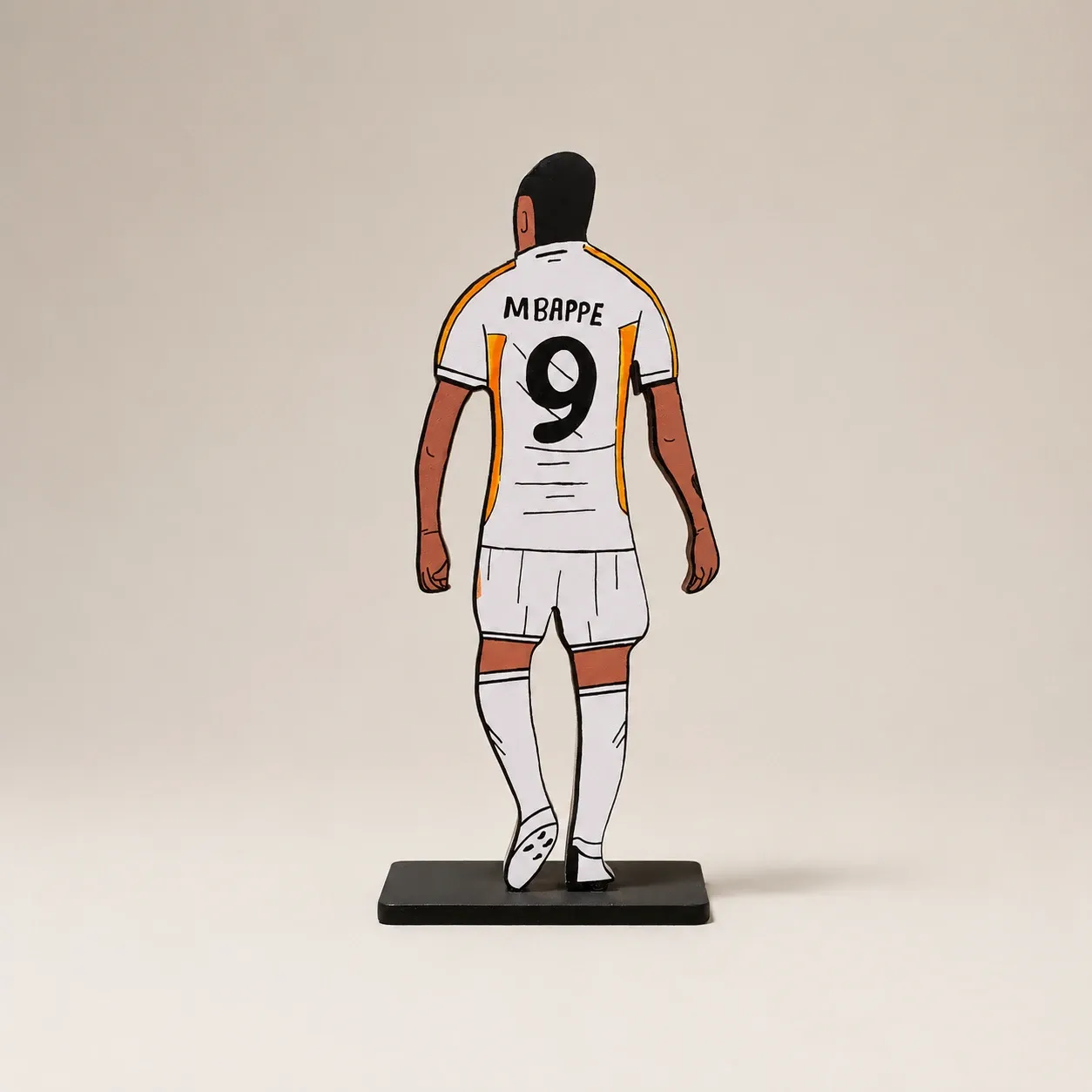 Handcrafted Kylian Mbappé Wooden Football 2D Figure 29x15 cm