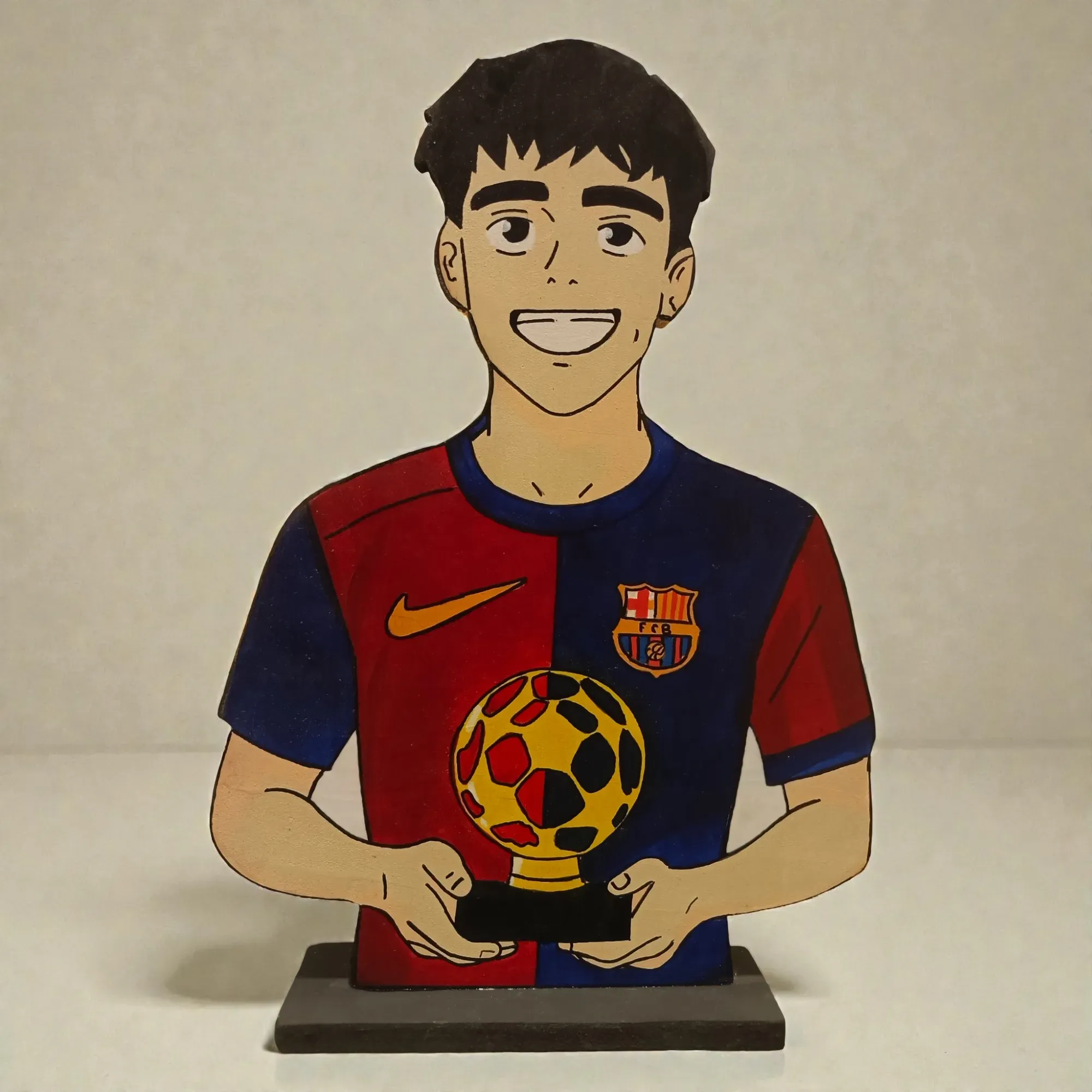 Handcrafted Koubarasi Wooden Football 2D Figure 27x18 cm