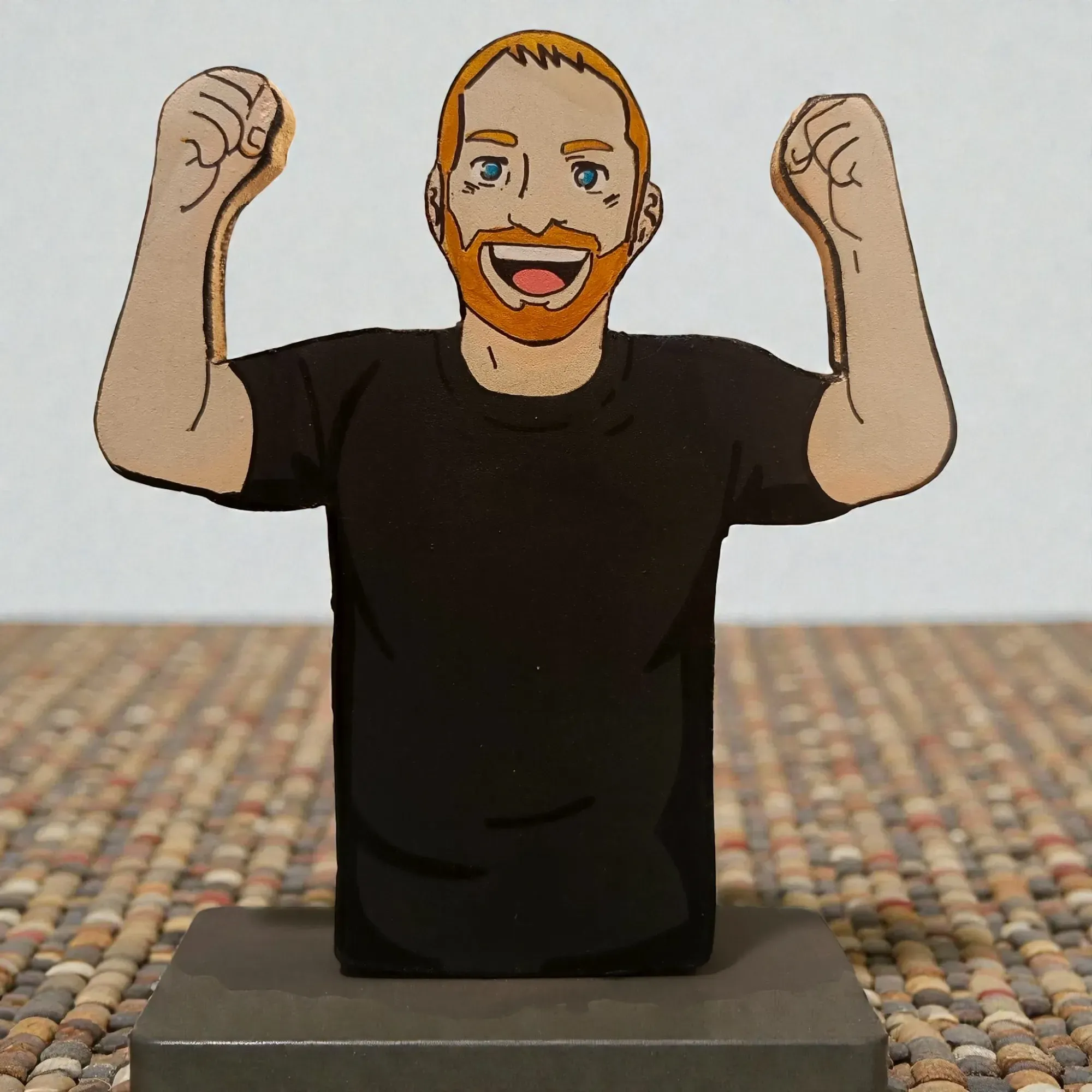 Handcrafted Hans Flick Wooden Football 2D Figure 16x14 cm
