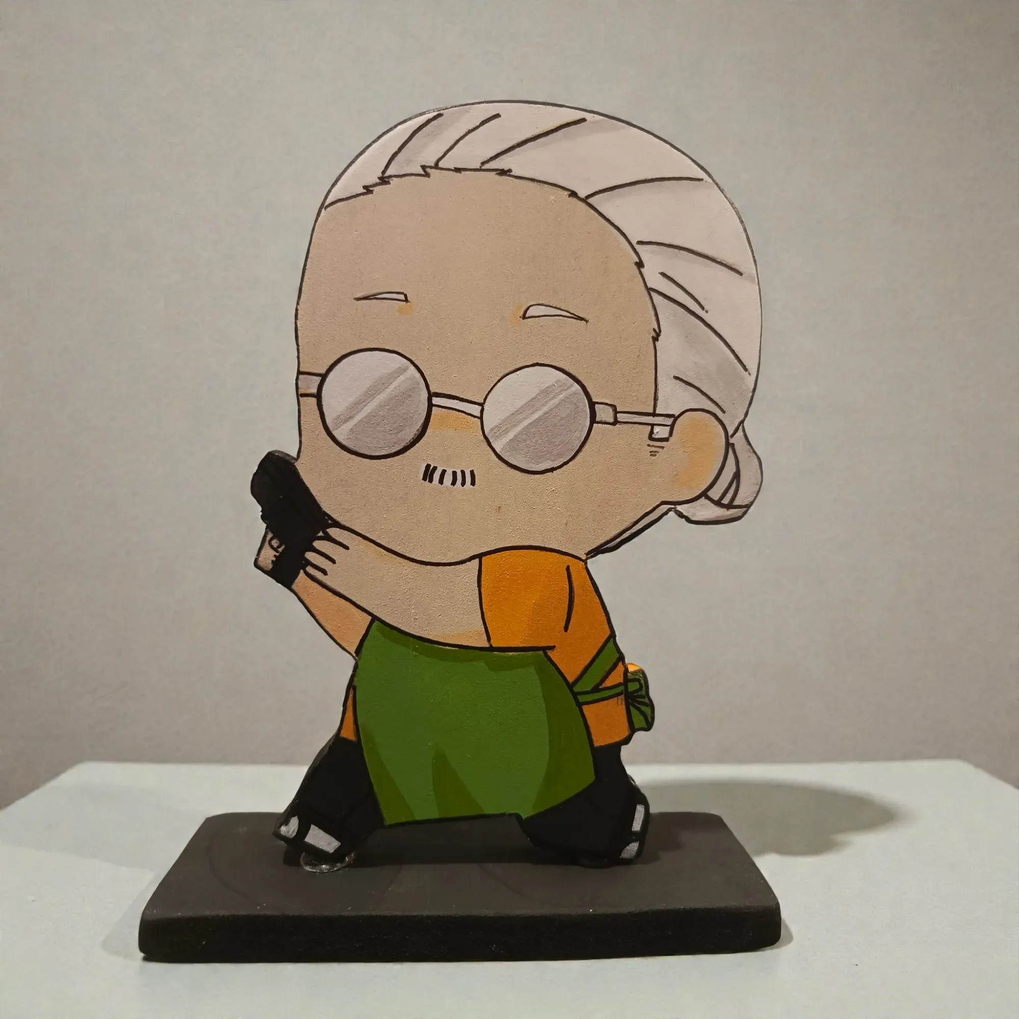 Handcrafted Sakamoto Anime Wooden 2D Figure 15x12 cm