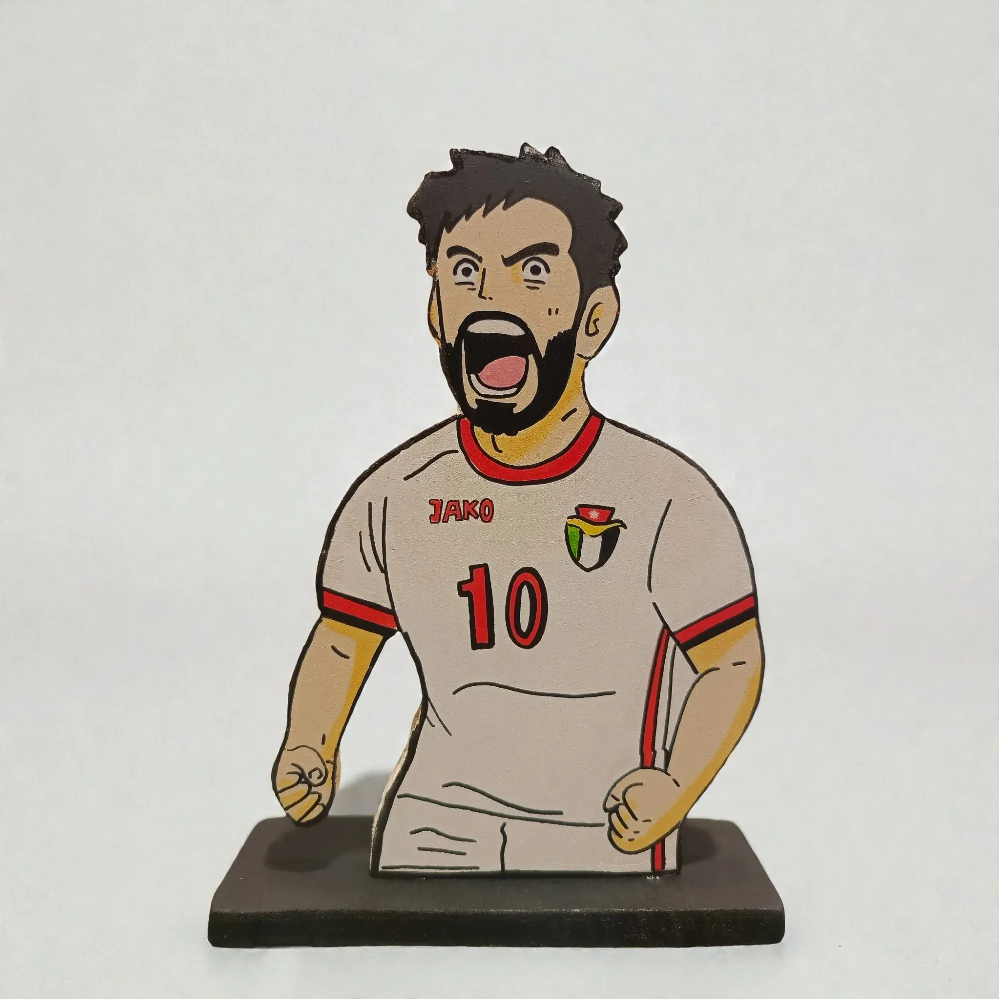 Handcrafted Mousa Al-Tamari Wooden Football 2D Figure 17x13 cm