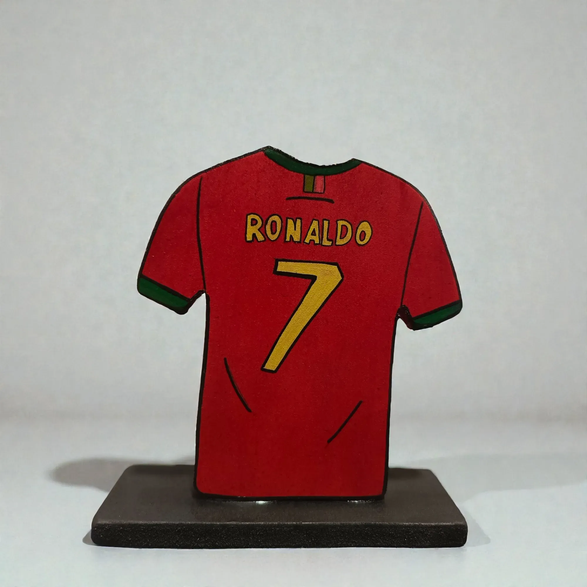 Cristiano Ronaldo Portugal Jersey Wooden Football Figure 13x13 cm