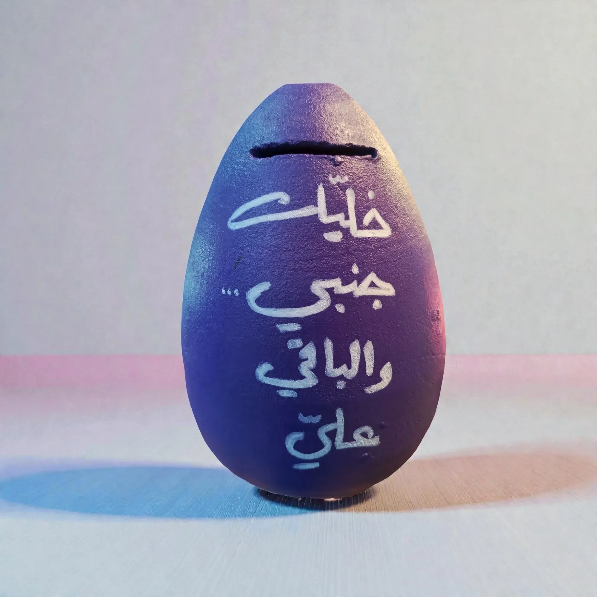 Hand-Painted Orange Clay Piggy Bank with Gentle Quote 17x12 cm