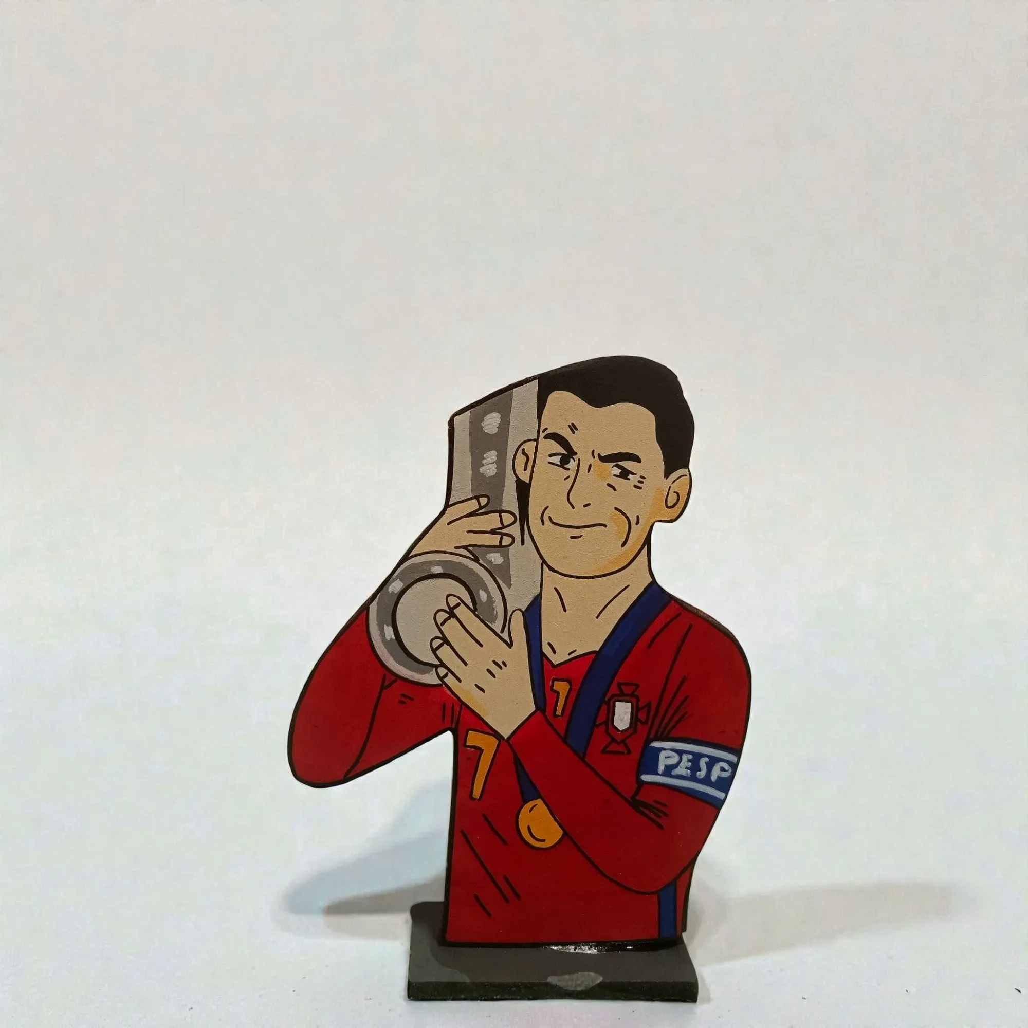 Cristiano Ronaldo Portugal Wooden Football Figure with Size Options