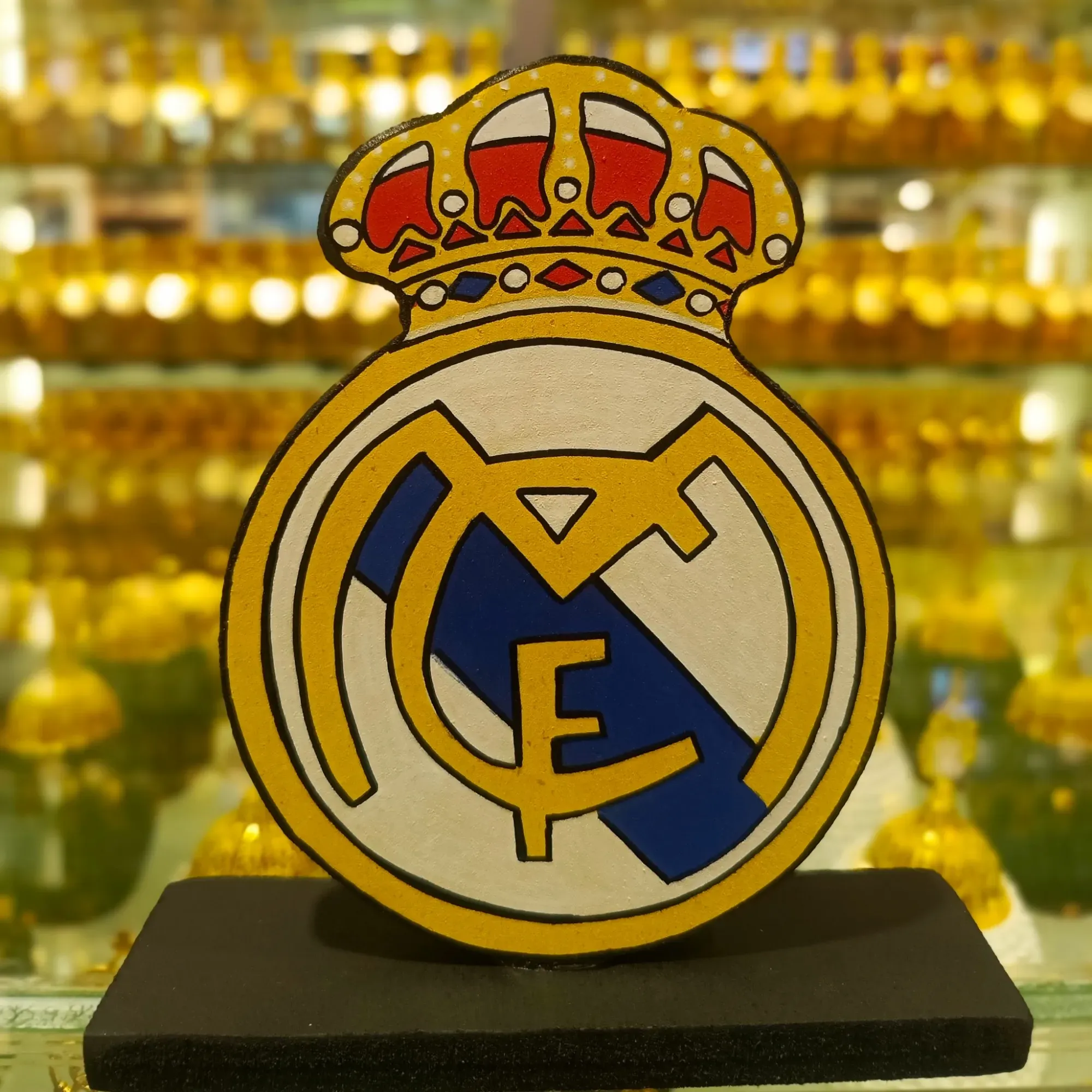 Handcrafted Real Madrid Wooden Logo Figure with Multiple Size Options