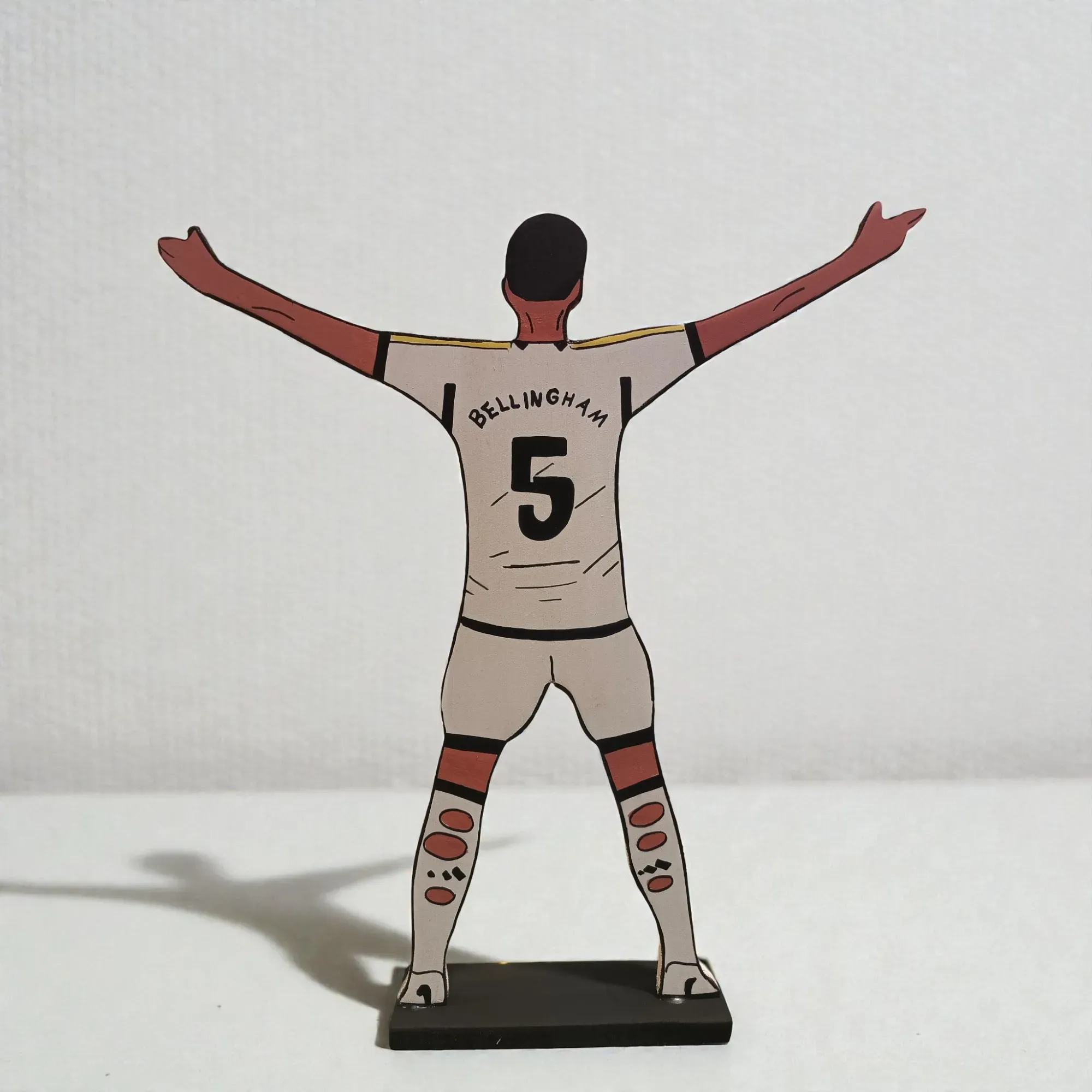 Handcrafted Bellingham Wooden Football Figure with Multiple Size Options