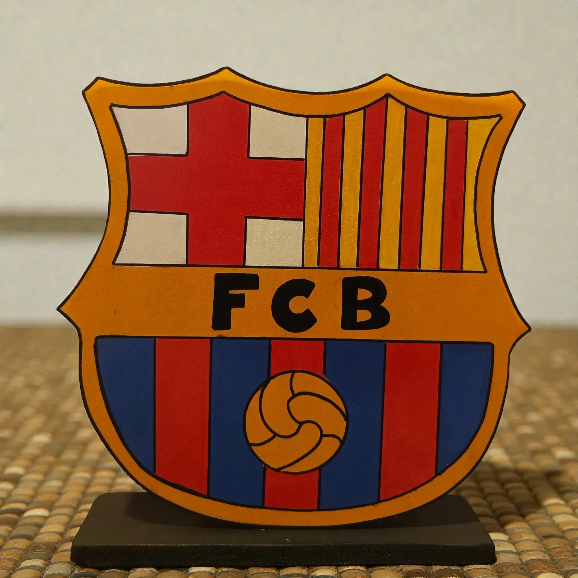 Handcrafted Barcelona Wooden Logo Figure with Multiple Size Options