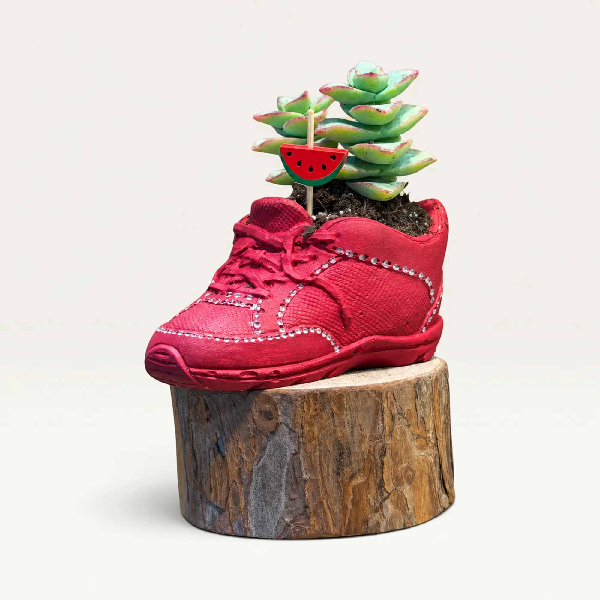 Handmade Red High-Top Sneaker Gypsum Planter 10–15 cm