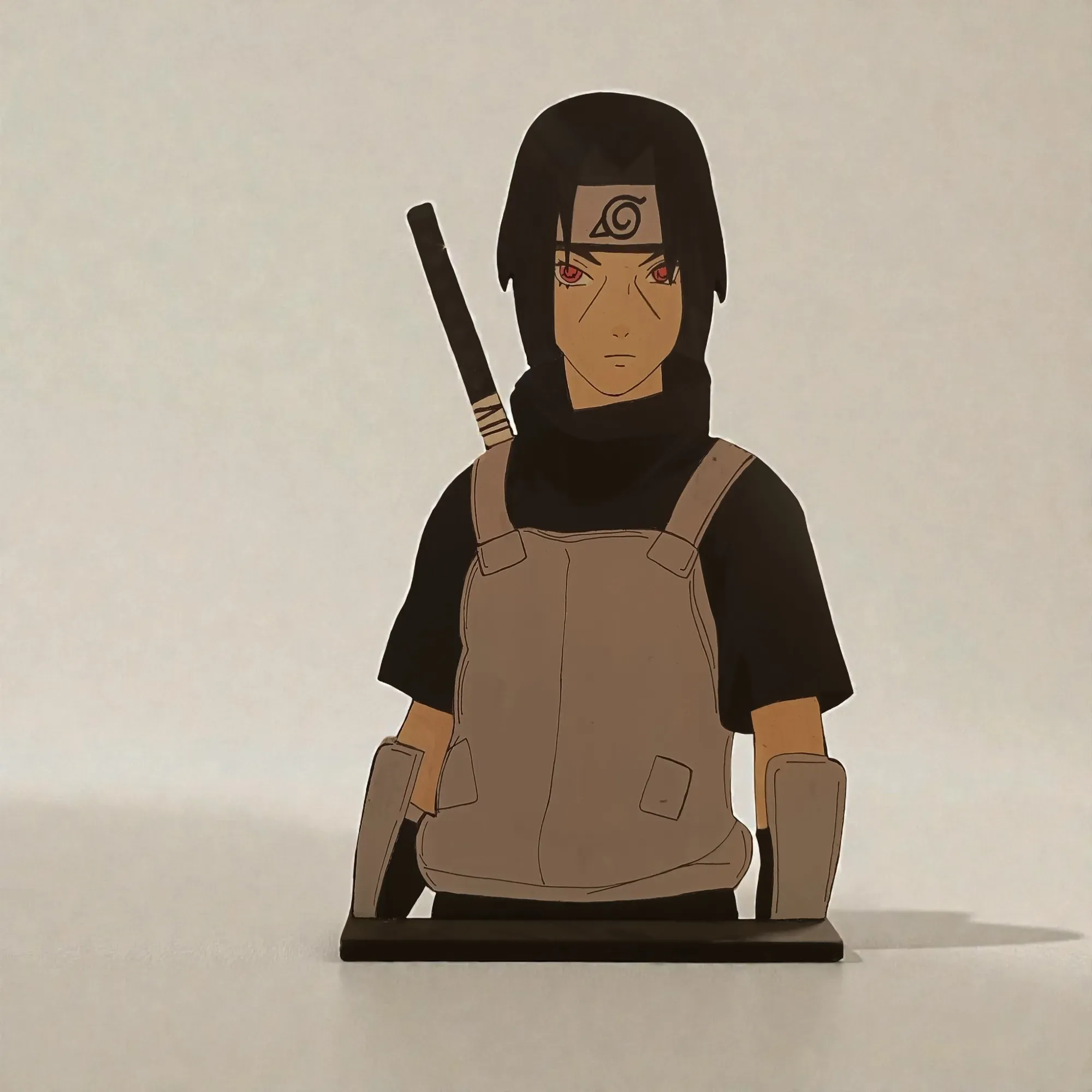 Large Handcrafted Itachi Anime Wooden 2D Figure 35x15 cm
