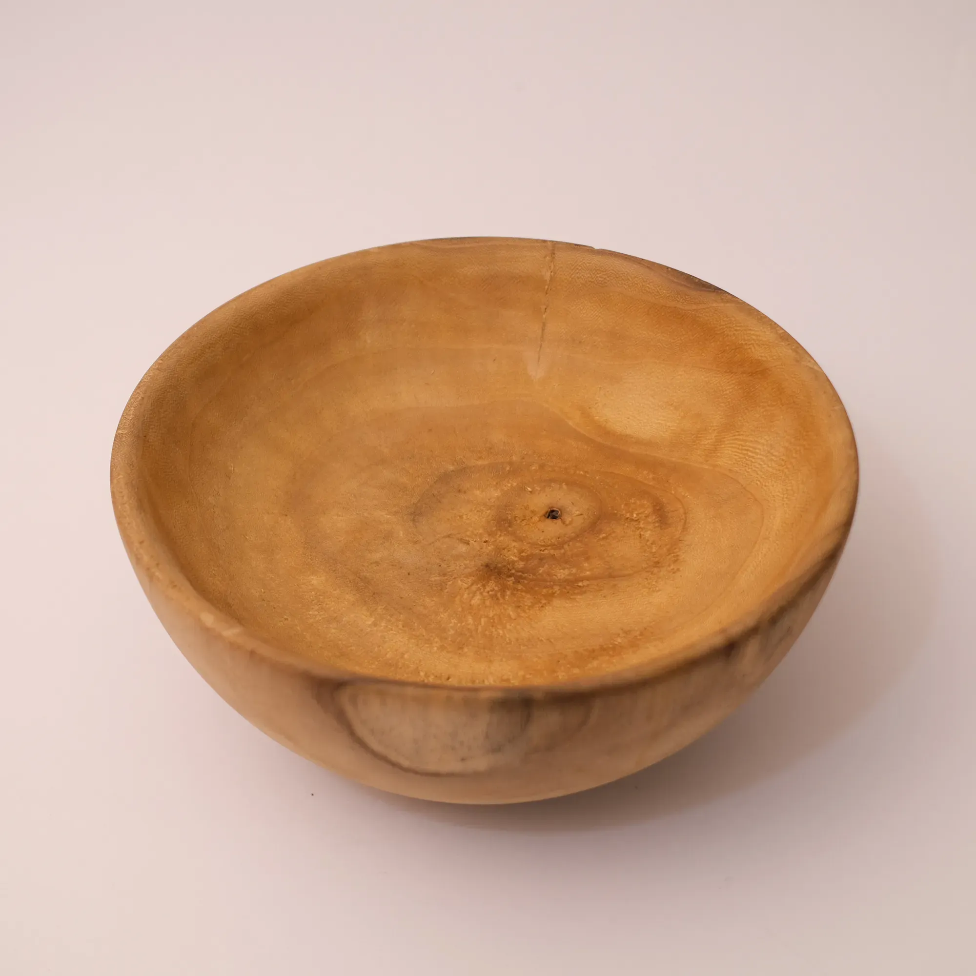 Low Wide Paulownia Wood Bowl in Natural Artisan Finish