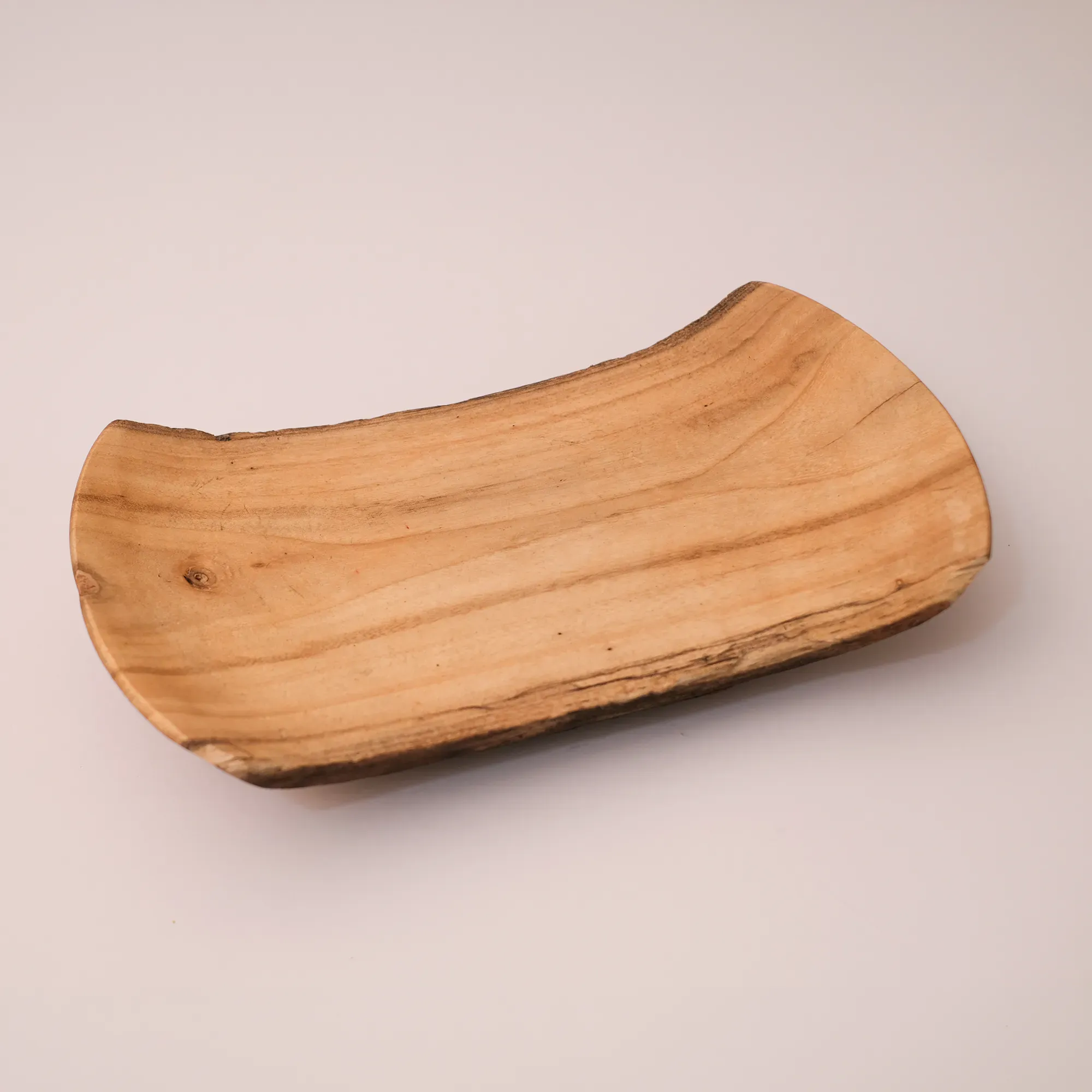 Curved Paulownia Wood Serving Tray in Natural Finish