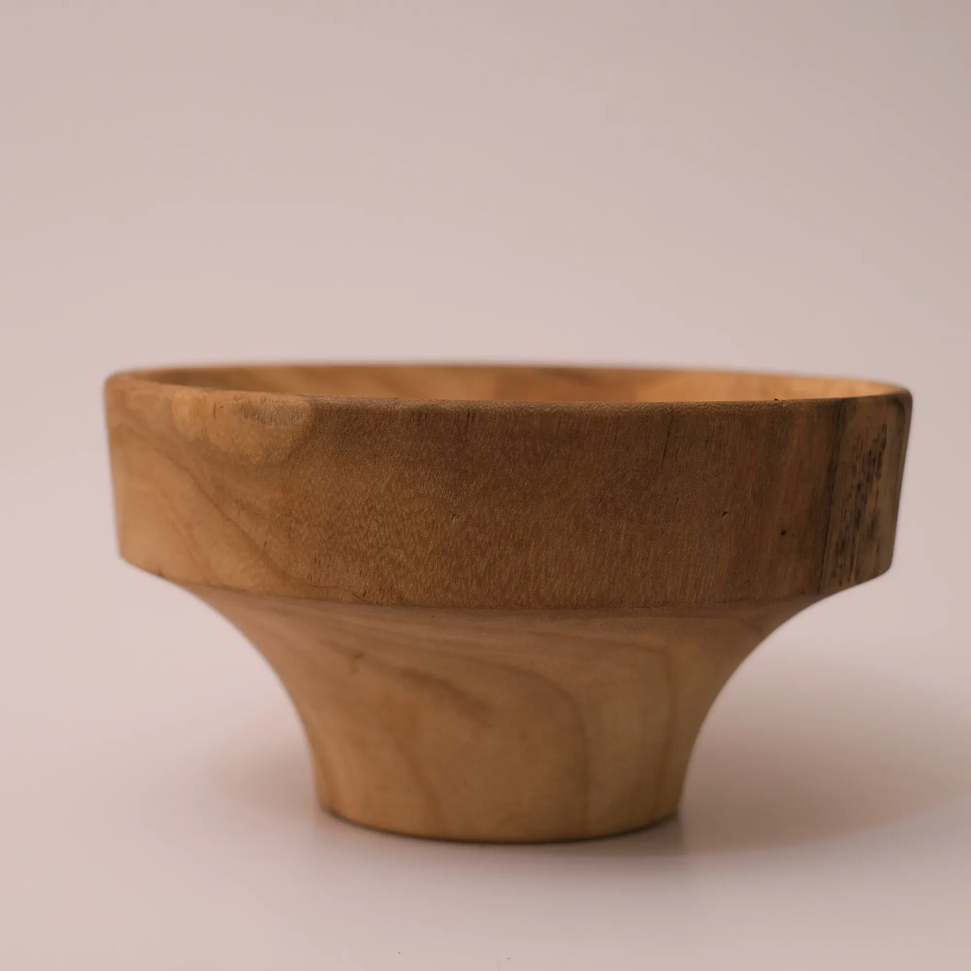 Wide Paulownia Wood Bowl with Soft Rounded Profile