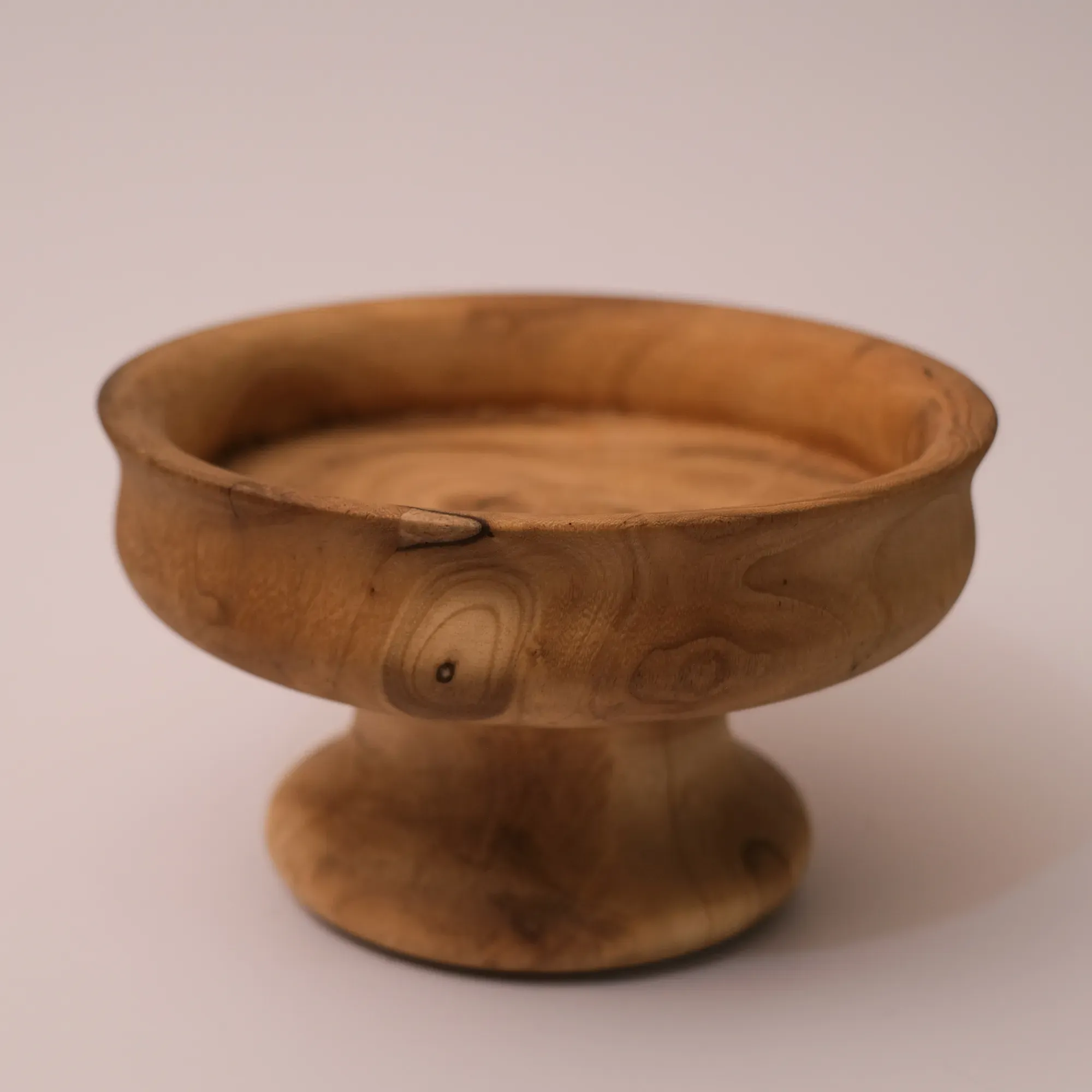 Footed Paulownia Wood Bowl with Raised Pedestal Base