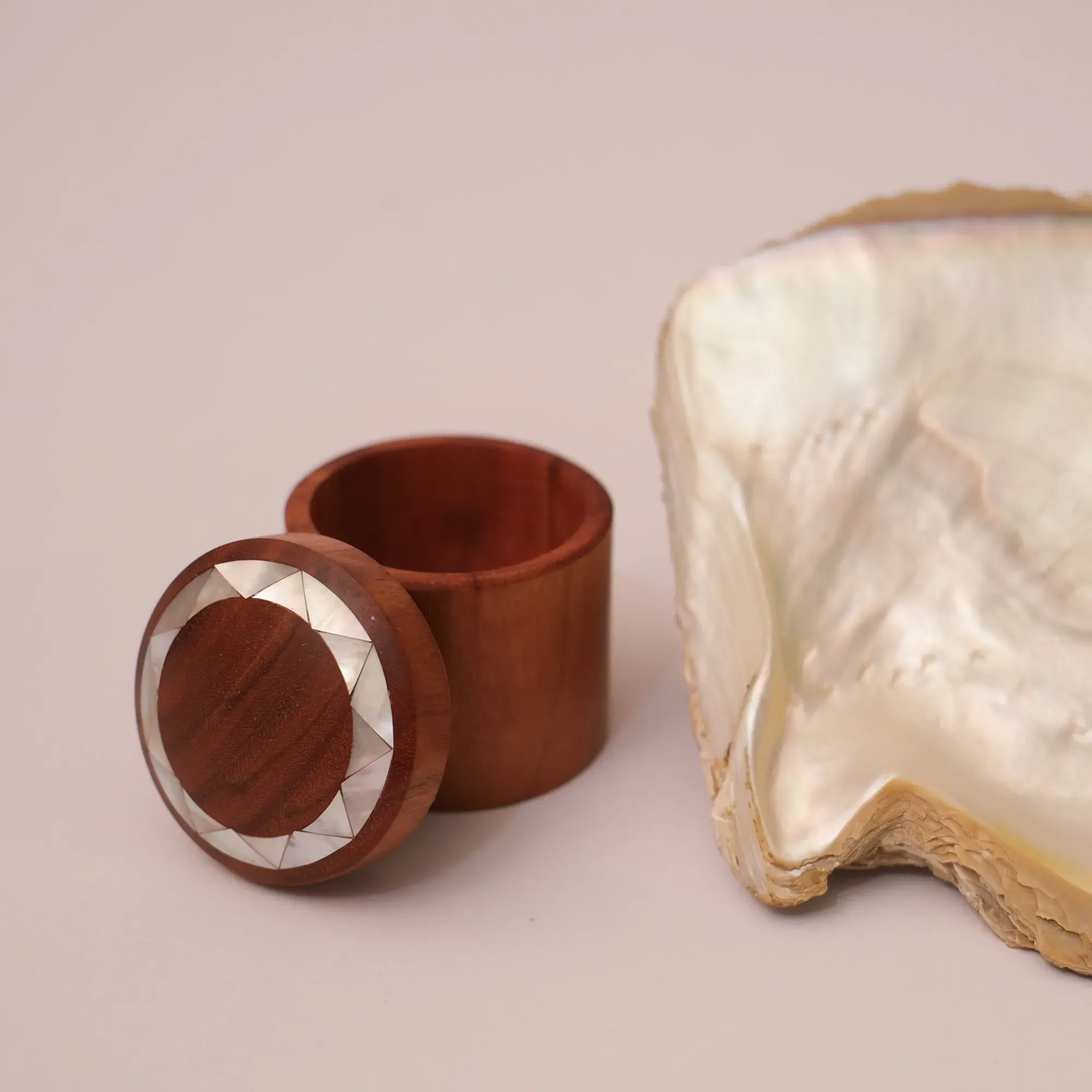 Small Camphor Wood and Mother-of-Pearl Jewelry Box Handmade