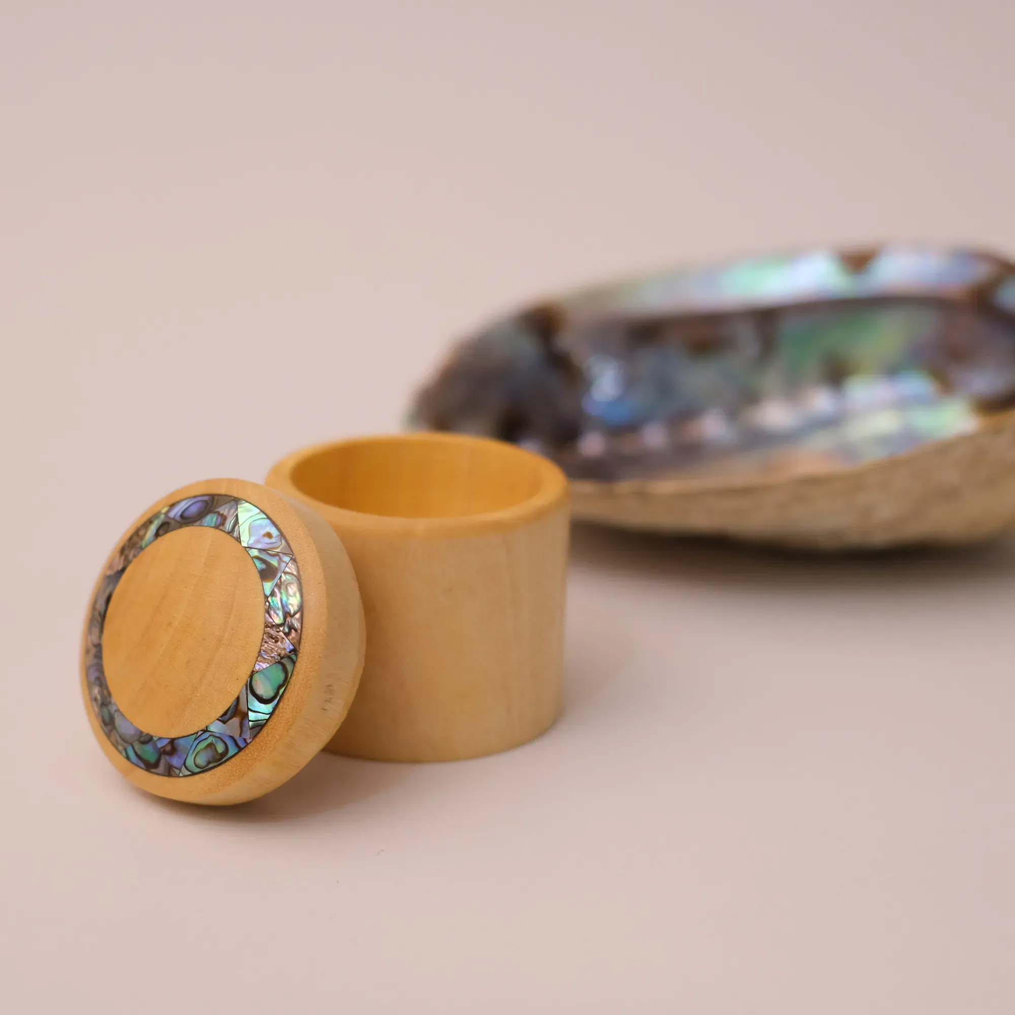 Small Lemon Wood and Abalone Shell Jewelry Box Handmade