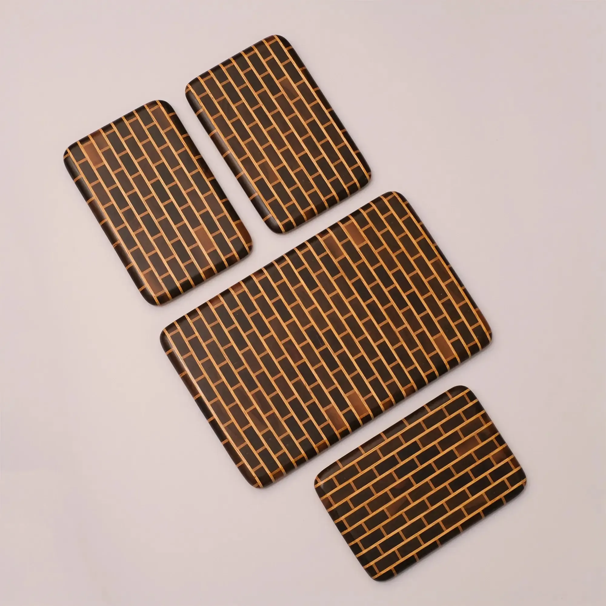 Walnut and Lemon Wood Serving Board Set 4 Pieces