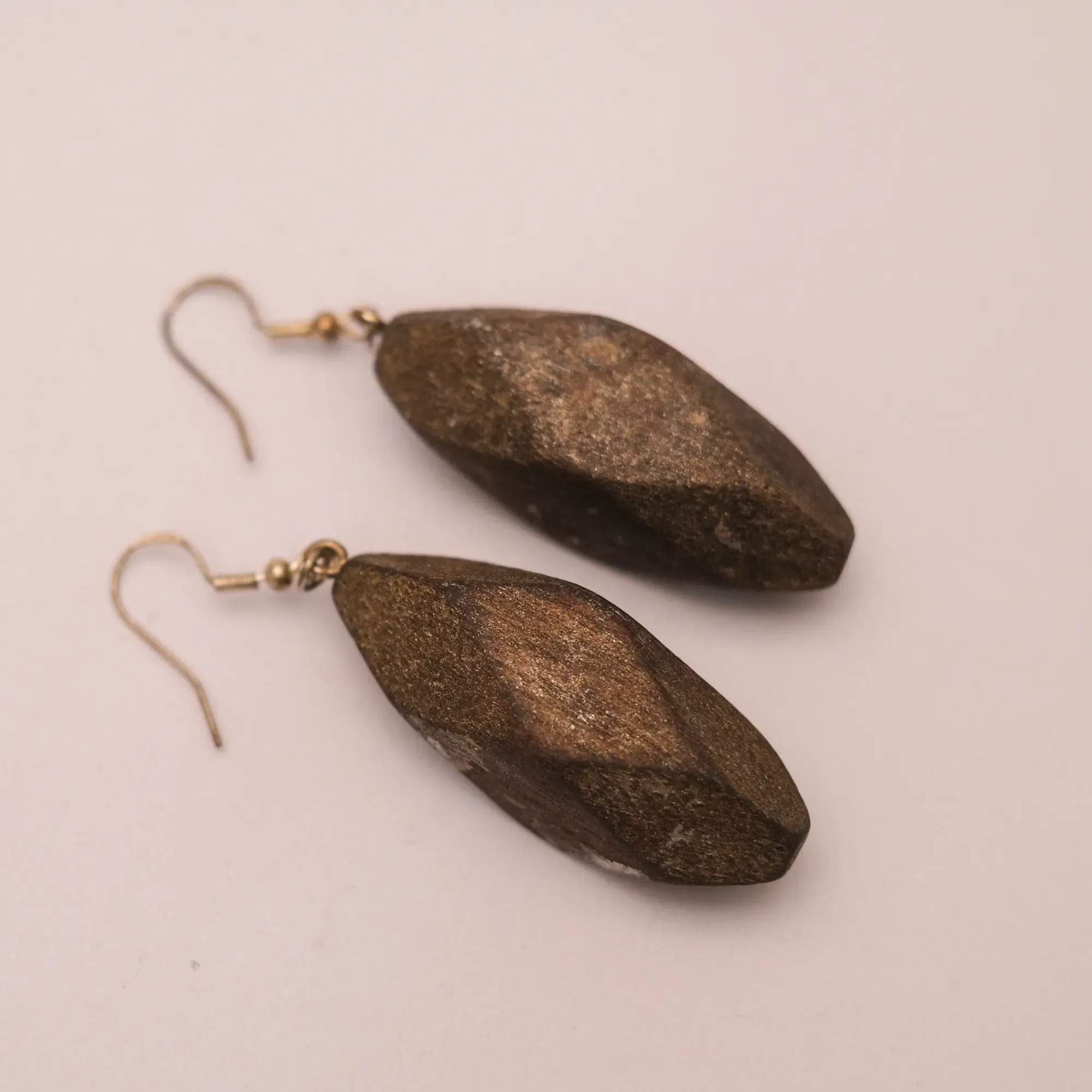 Dark Brown Leaf Kamalika Wood Earrings with Deep Finish