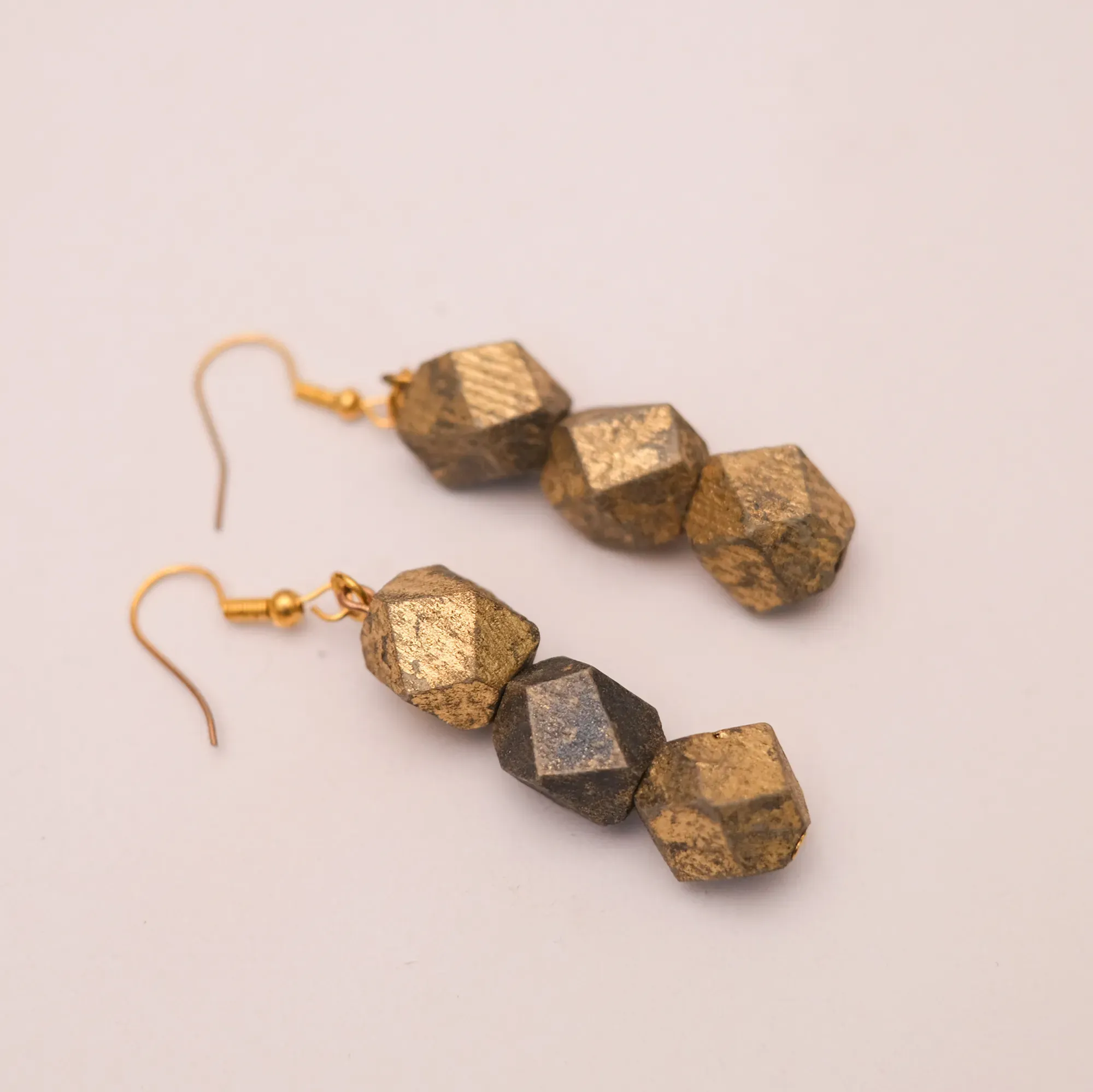 Mixed Geometric Kamalika Wood Earrings with Tiered Shapes
