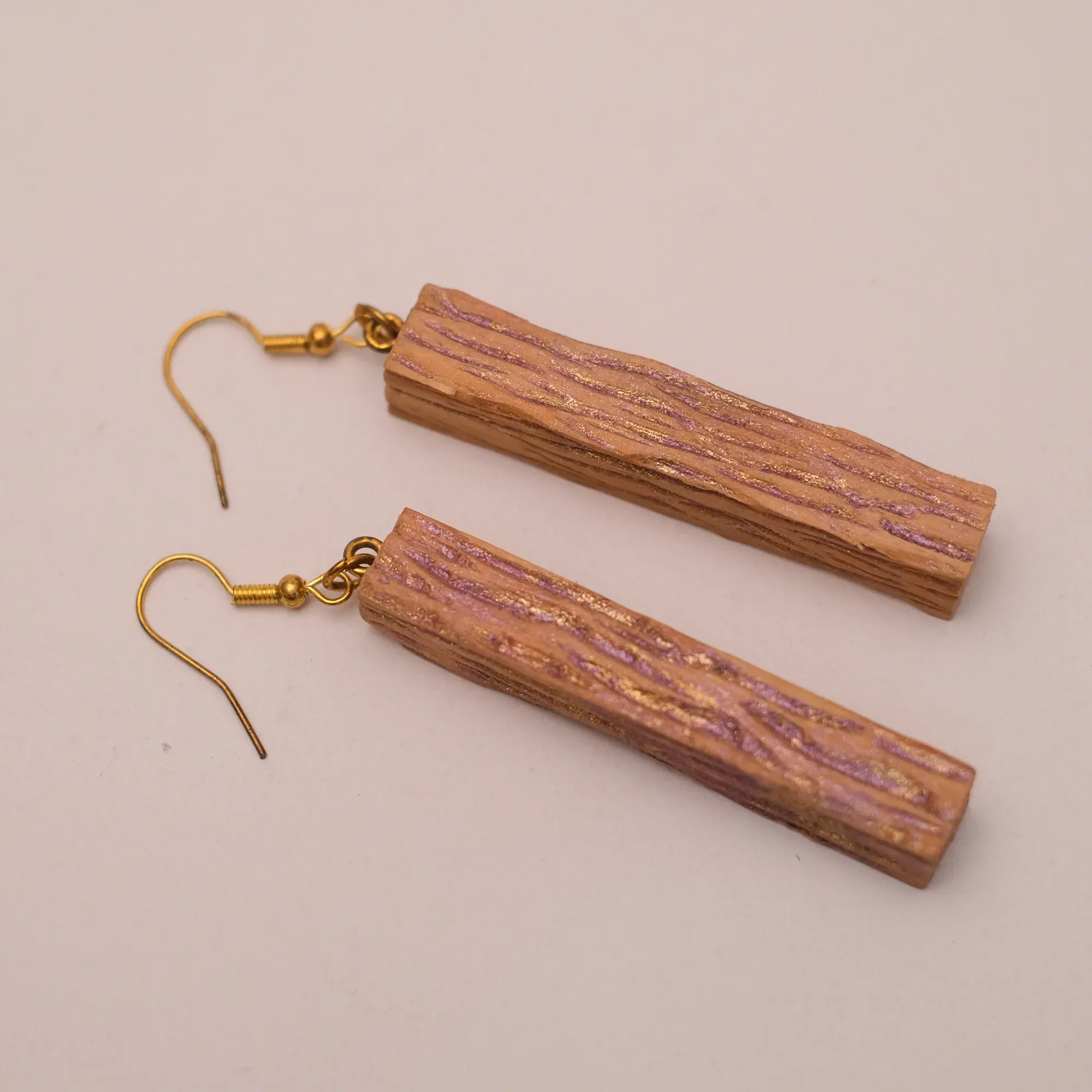 Slim Redwood Bar Earrings in Natural Artisan Finish