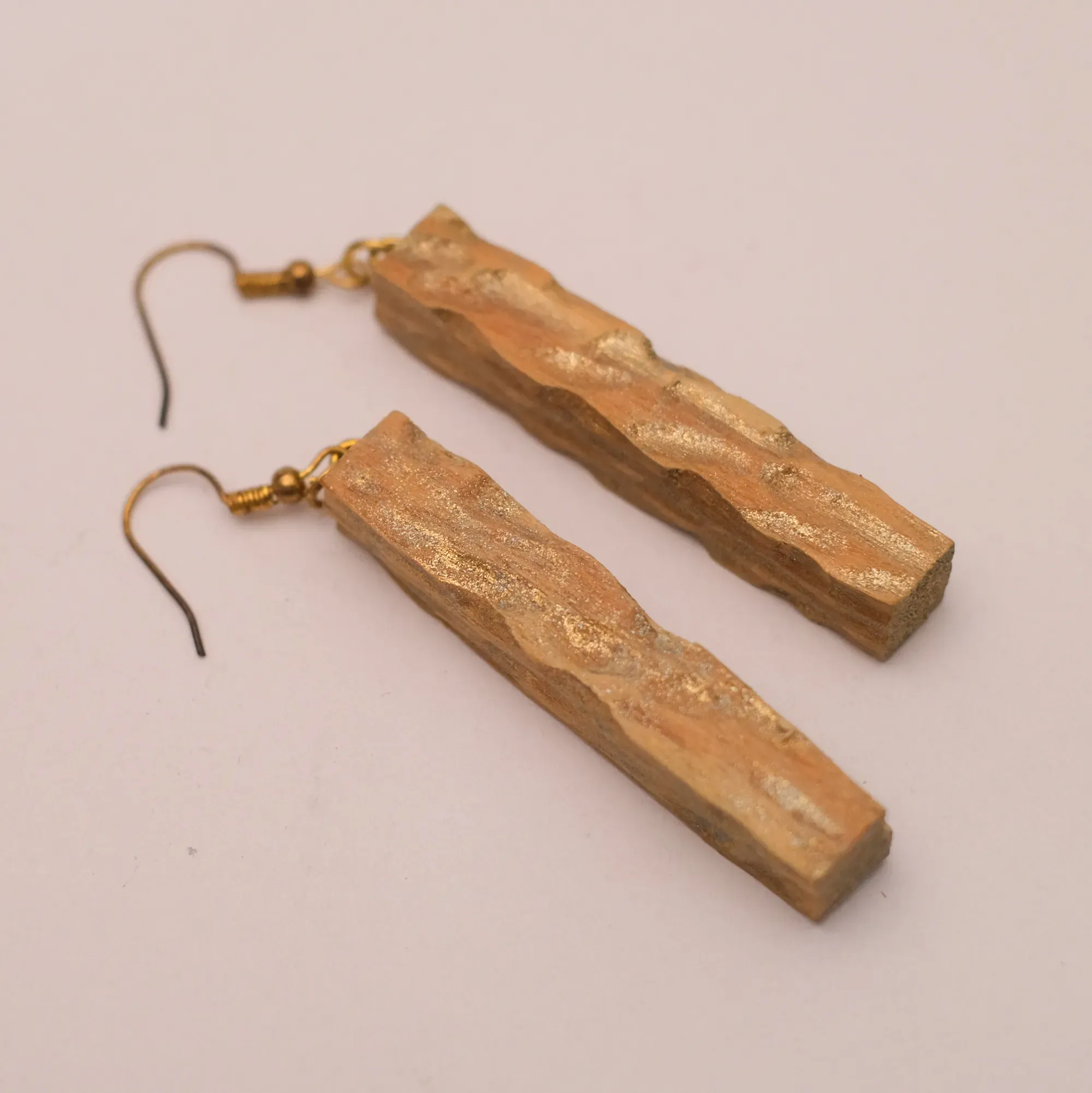 Natural Branch Wood Earrings with Organic Texture