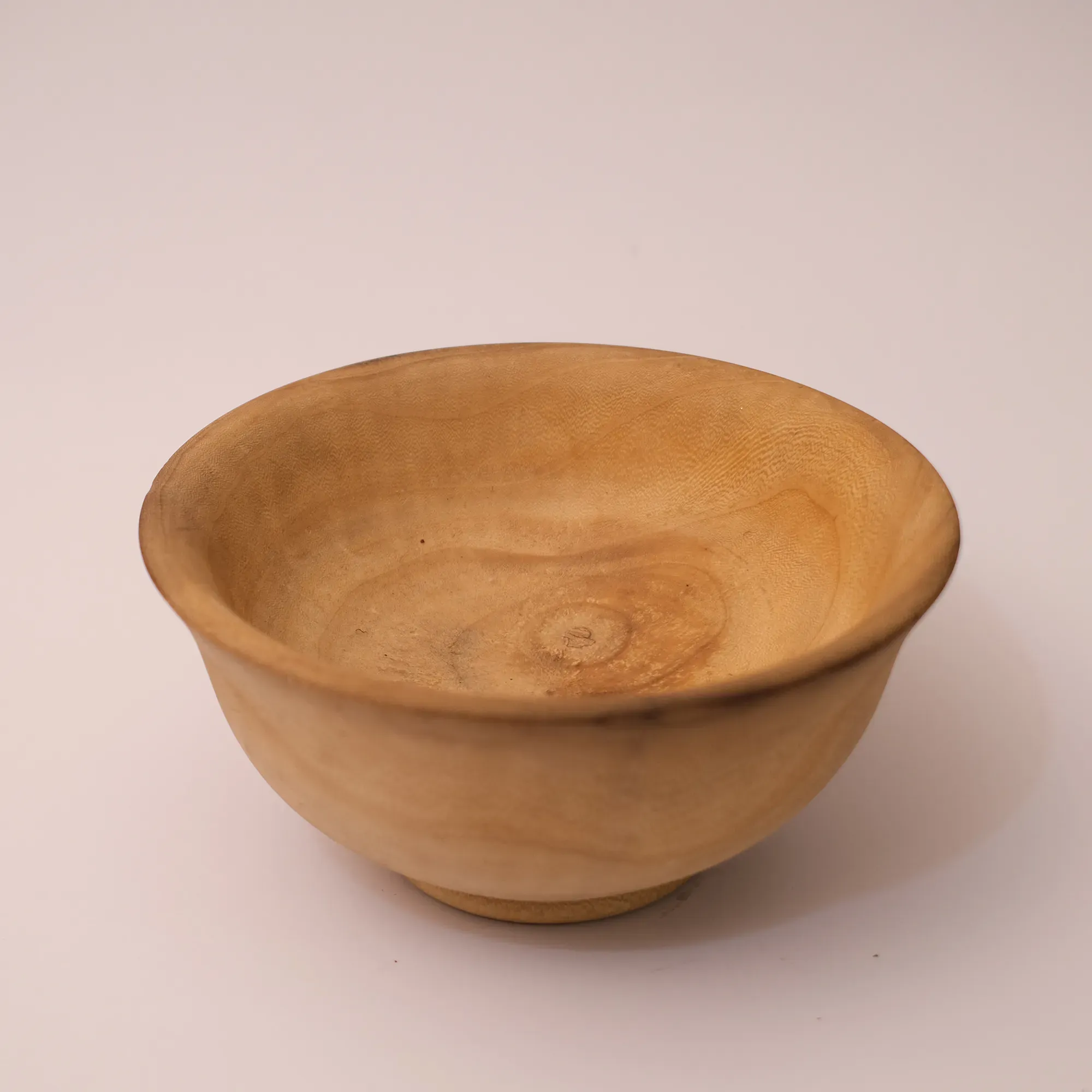 Round Paulownia Wood Bowl with Smooth Natural Finish