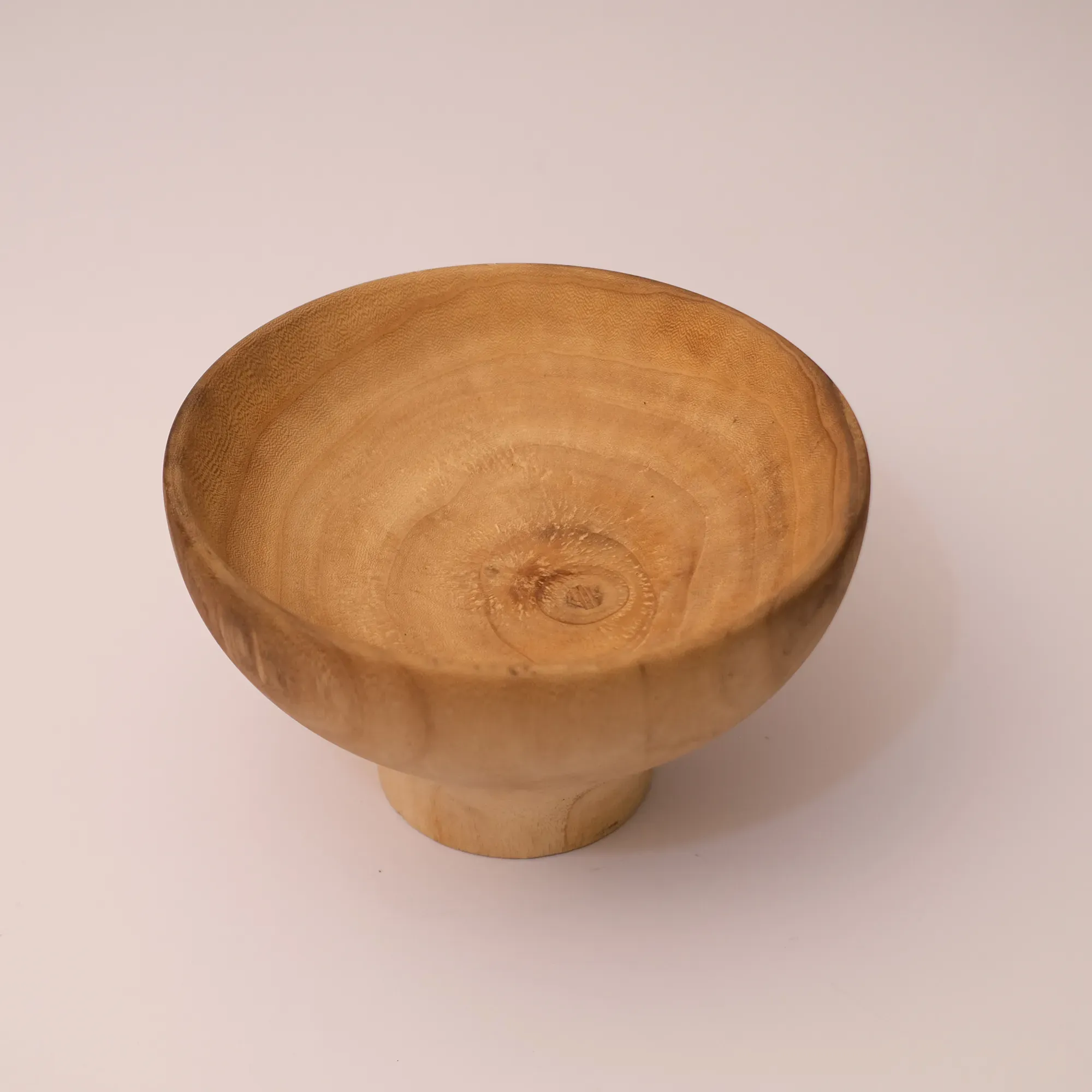 Small Round Paulownia Wood Bowl in Natural Finish