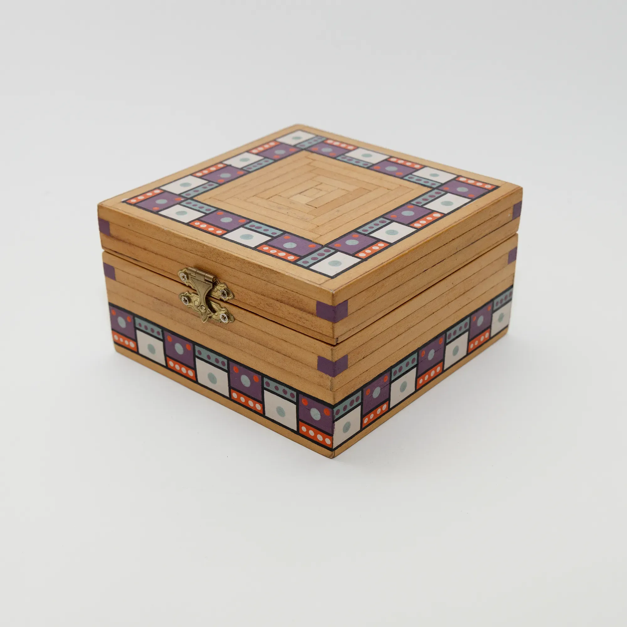 Handmade Wooden Keepsake Box with Mosaic Tile Detail