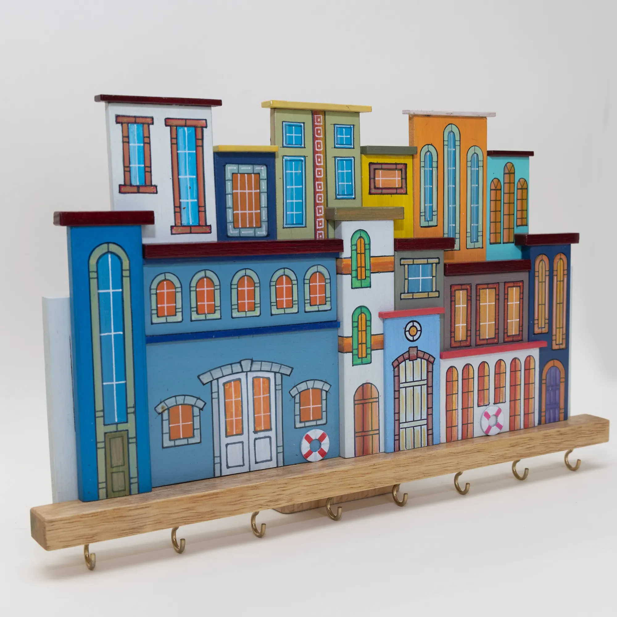 Handmade Wooden Coastal House Key Holder - 30 x 20 cm