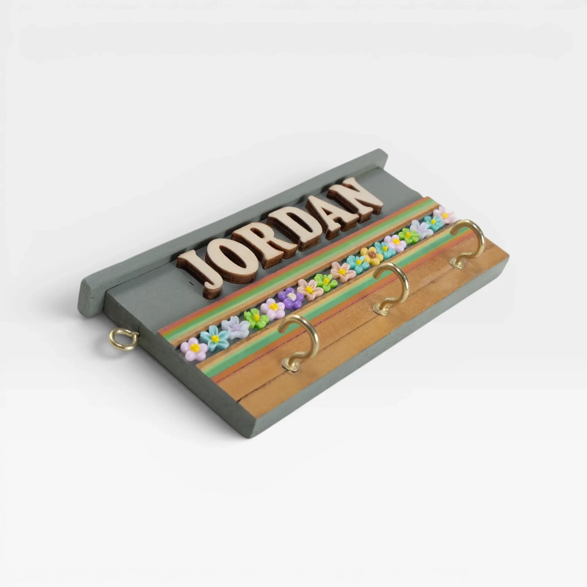 Personalized Wooden City Name Wall Key Holder - Jordan Design